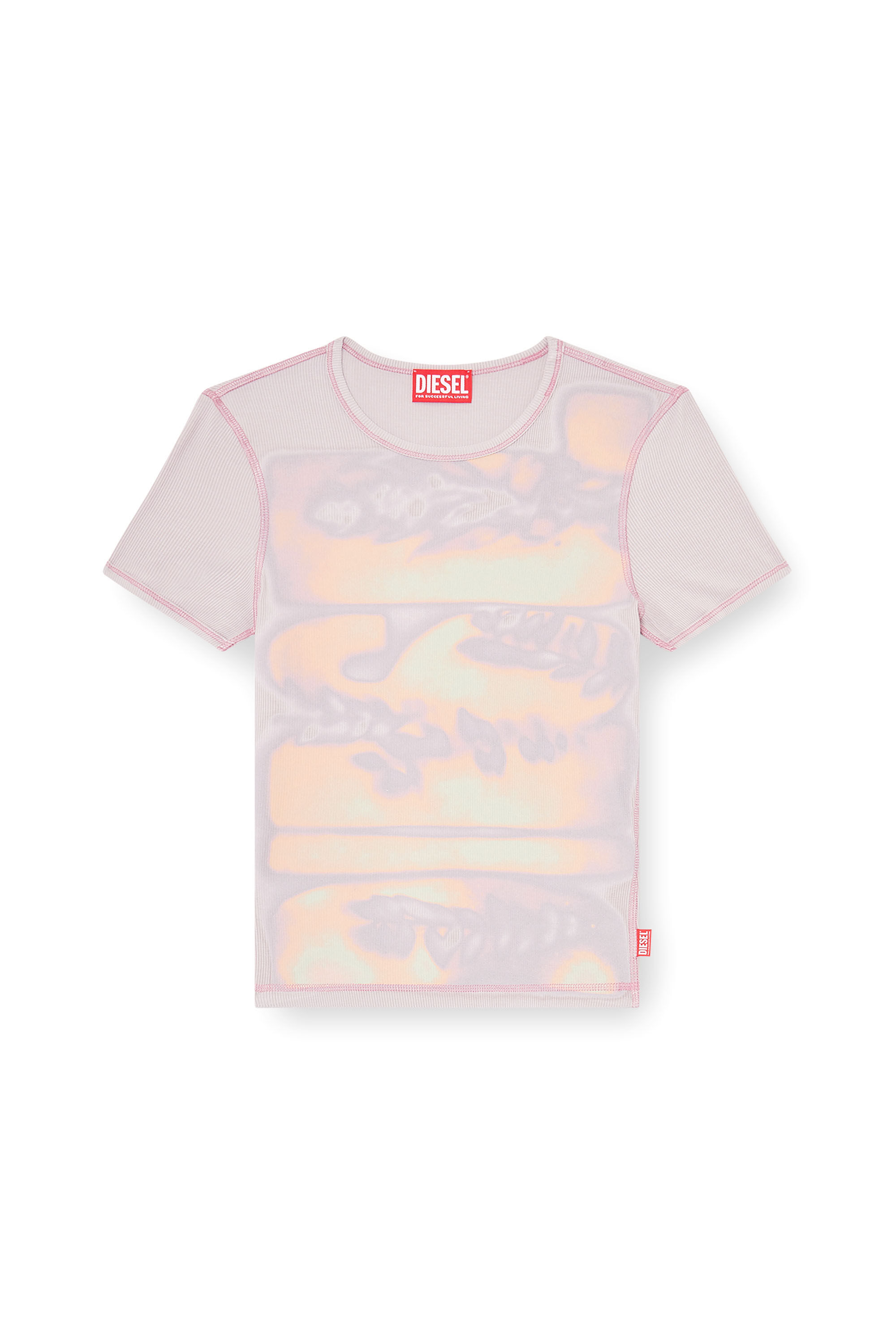 Diesel - T-ELE-LONG-AA1, Camiseta ajustada de punto con estampado gr&aacute;fico Mujer in ToBeDefined - 4