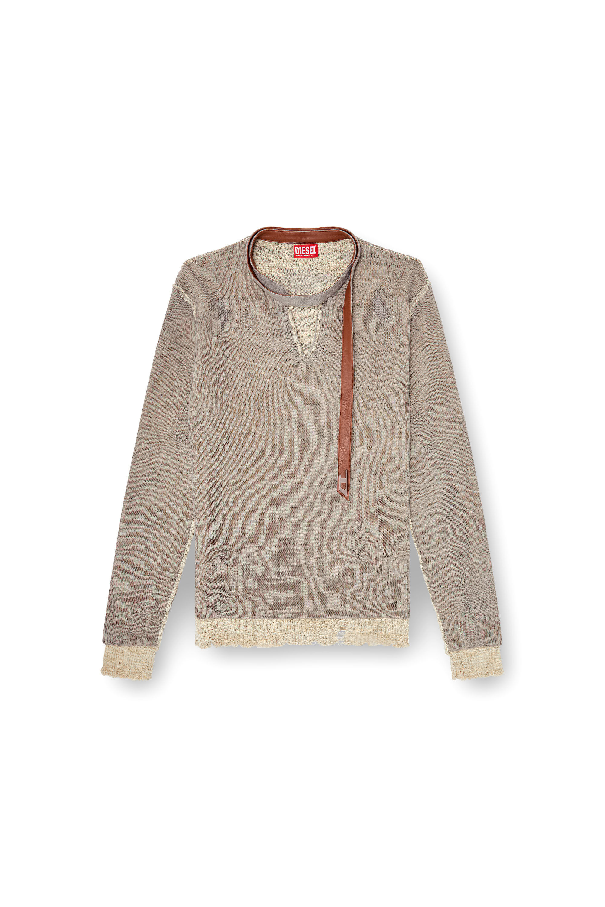 Diesel - K-DAIANERIS, Jersey desgastado con correa de cuello estilo biker Hombre in Marr&oacute;n - 2