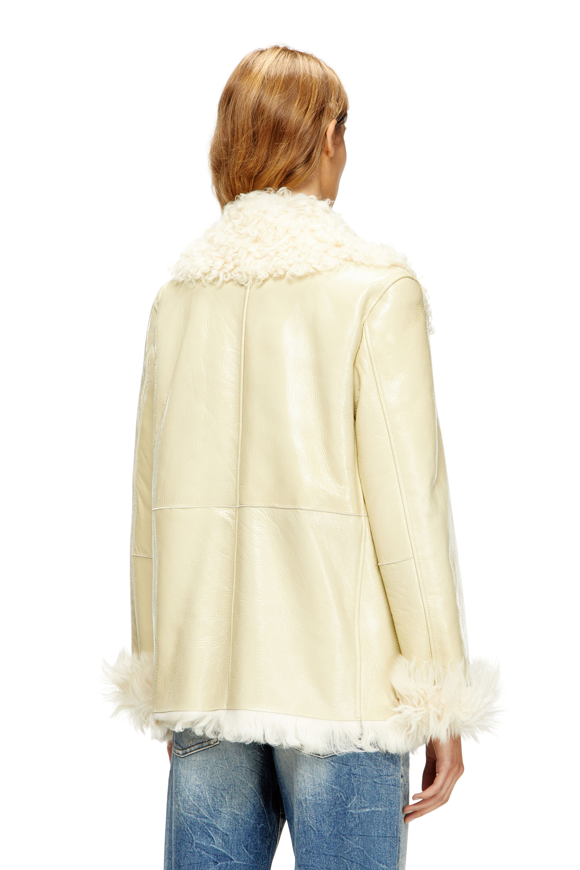 Diesel - L-ACONIC, Chaqueta de charol y piel de oveja Mujer in Beige - 4