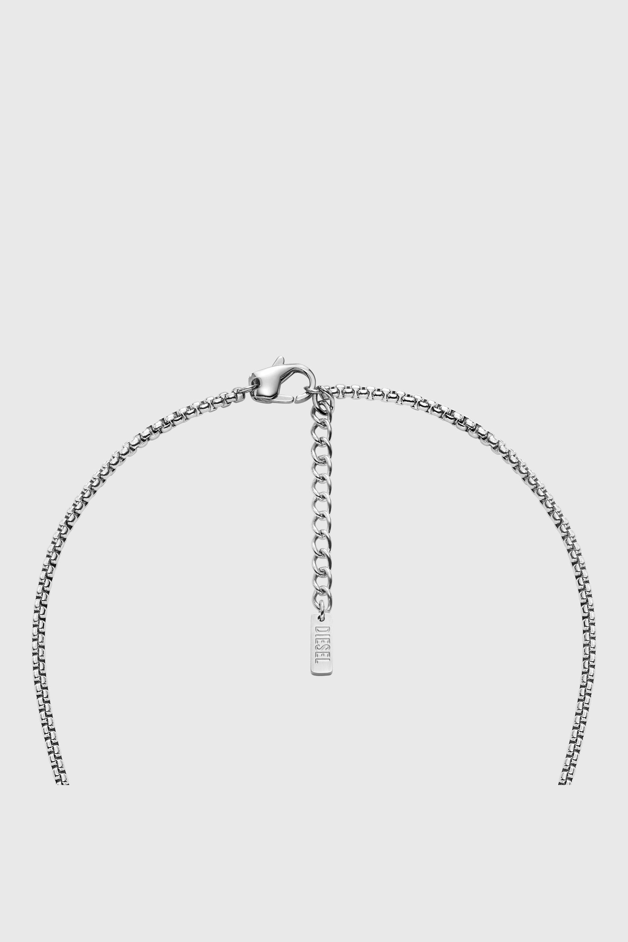 Diesel - DX1749040, Collar con placa identificativa de acero inoxidable con textura denim Unisex in Plateado - 3