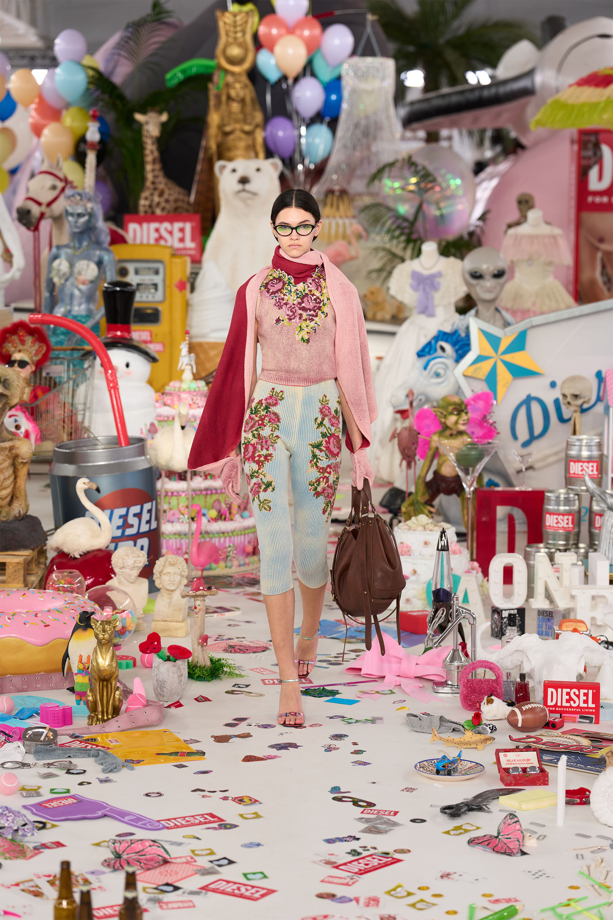 Diesel - M-RARIS, Chaleco de punto en mezcla de lana con motivo floral Mujer in Rosa - 6