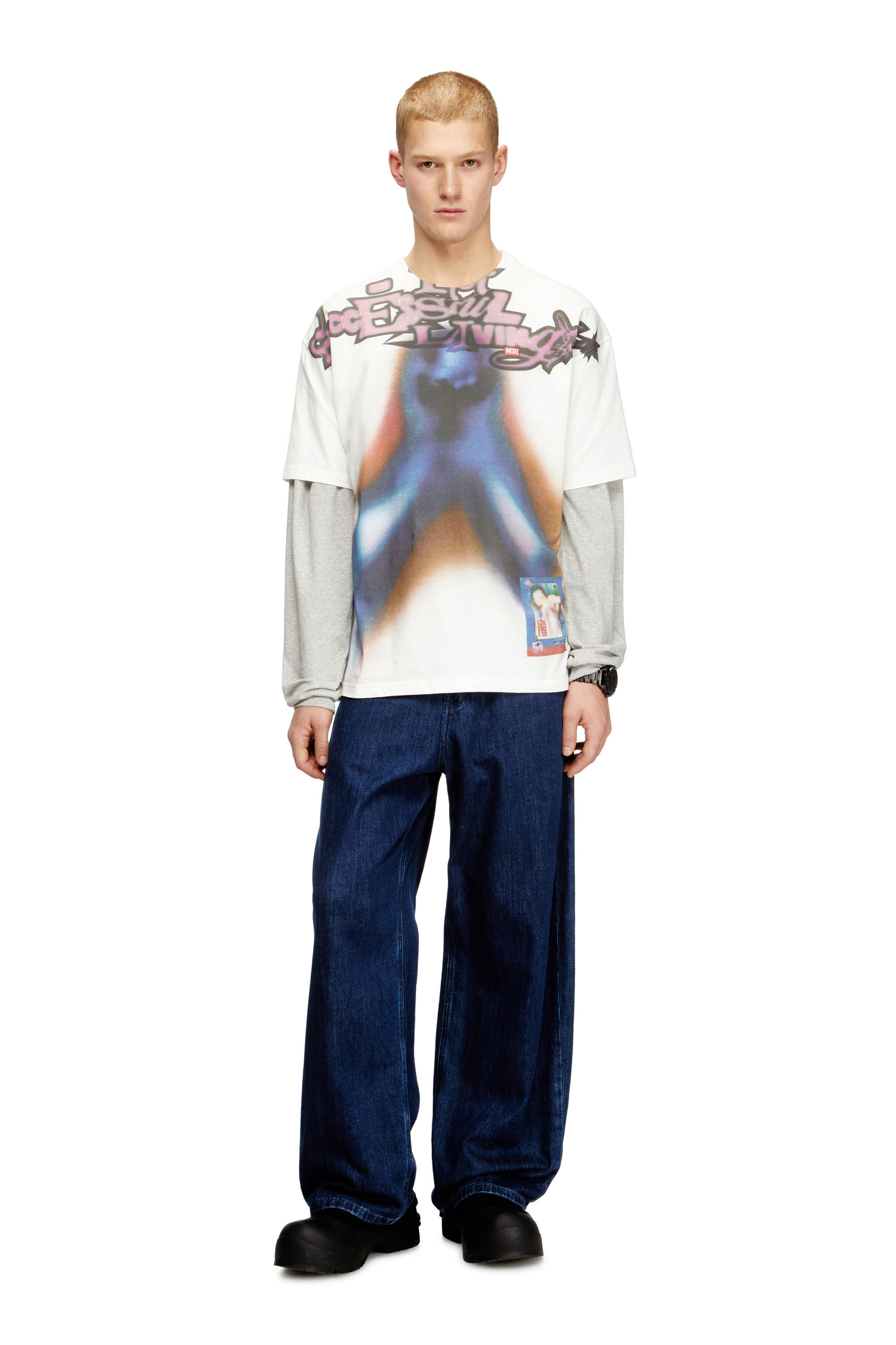 Diesel - T-BOXT-V13, Camiseta relajada de algodón con estampado digital Hombre in Multicolor - 1