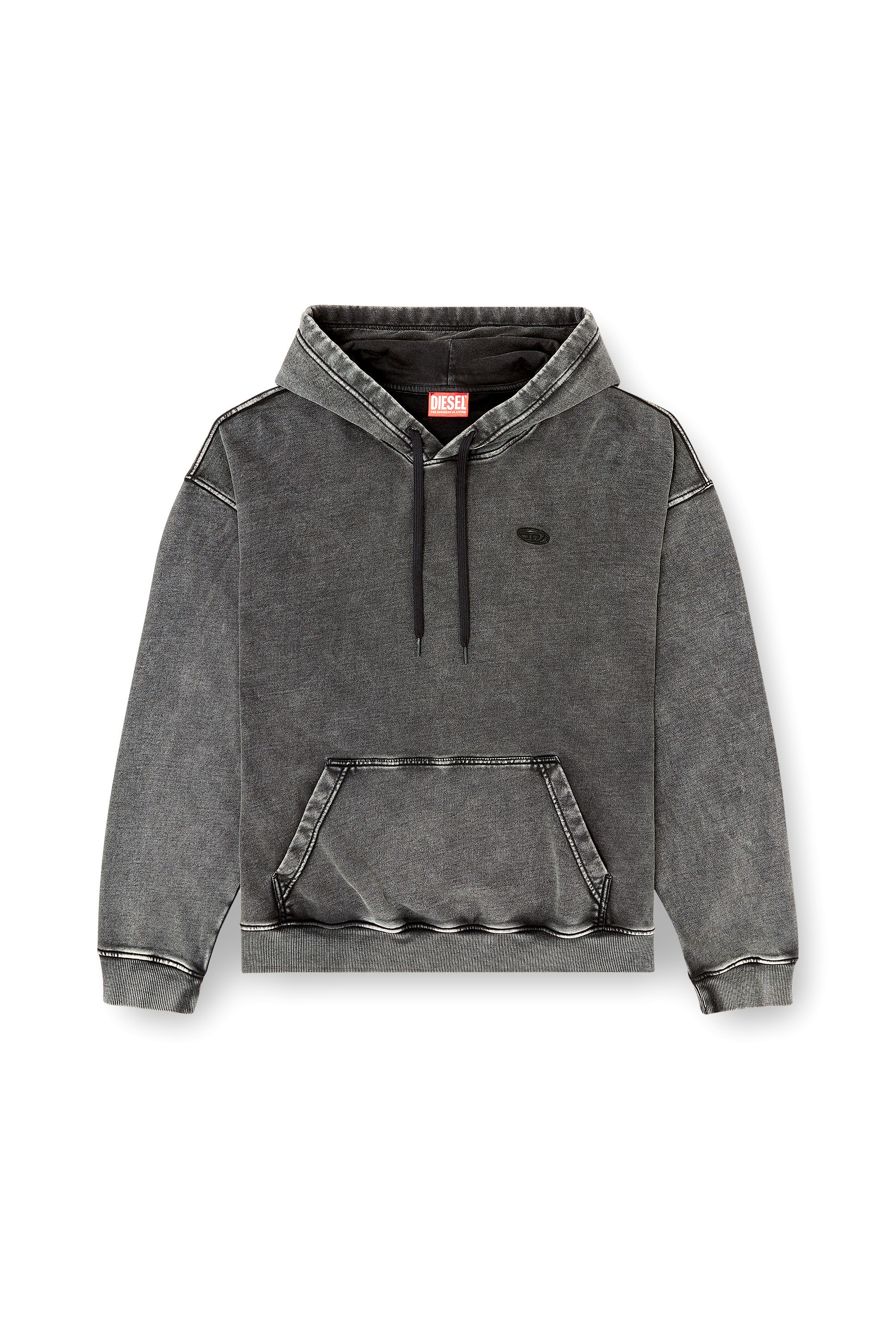 Diesel - S-BOXT-HOOD-DEN, Sudadera con parche trasero de corte bruto Hombre in Gris - 2