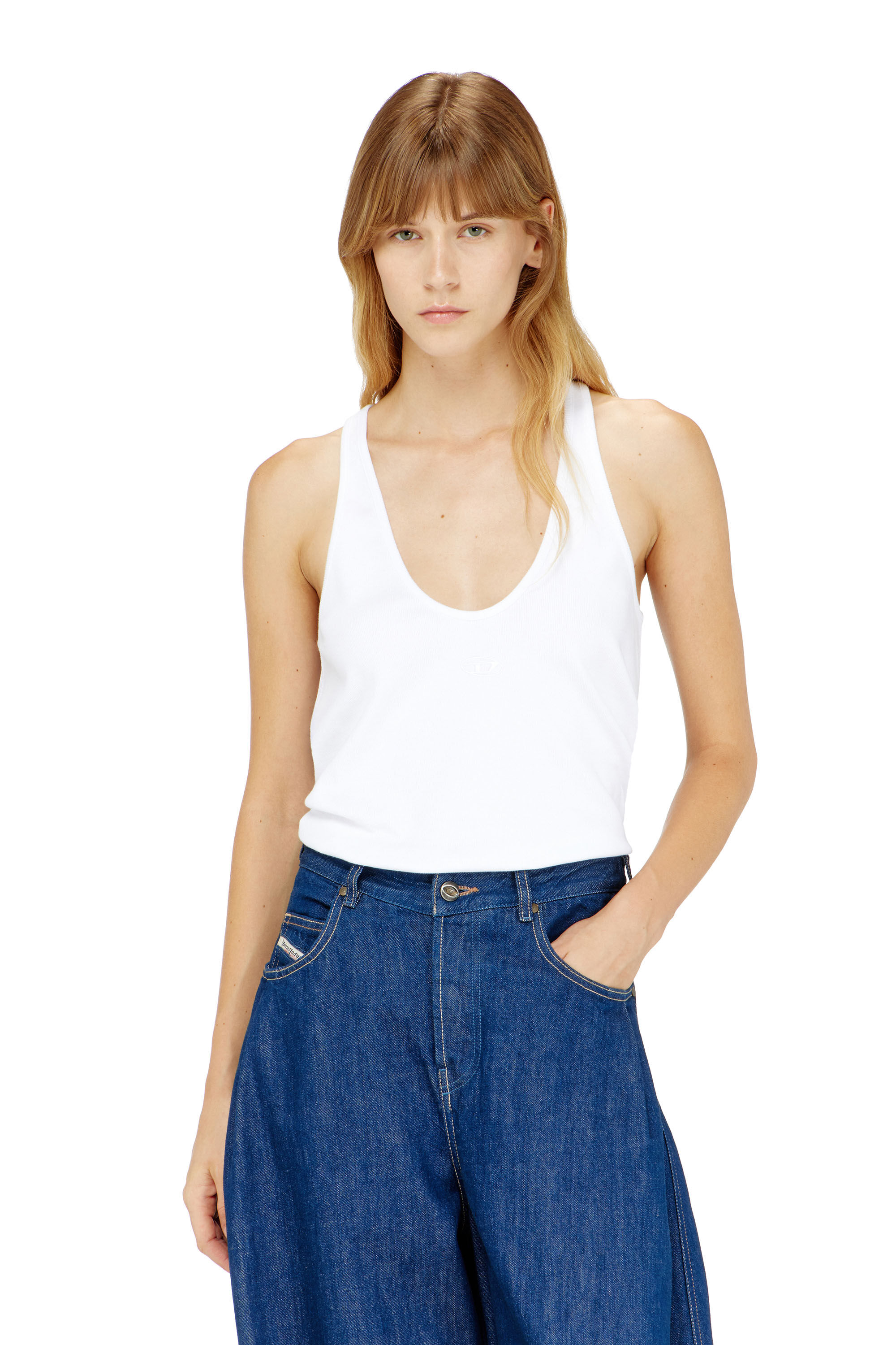 Diesel - T-IPSYA-LKDS, Camiseta con tirantes de canal&eacute; con Oval D Mujer in Blanco - 3