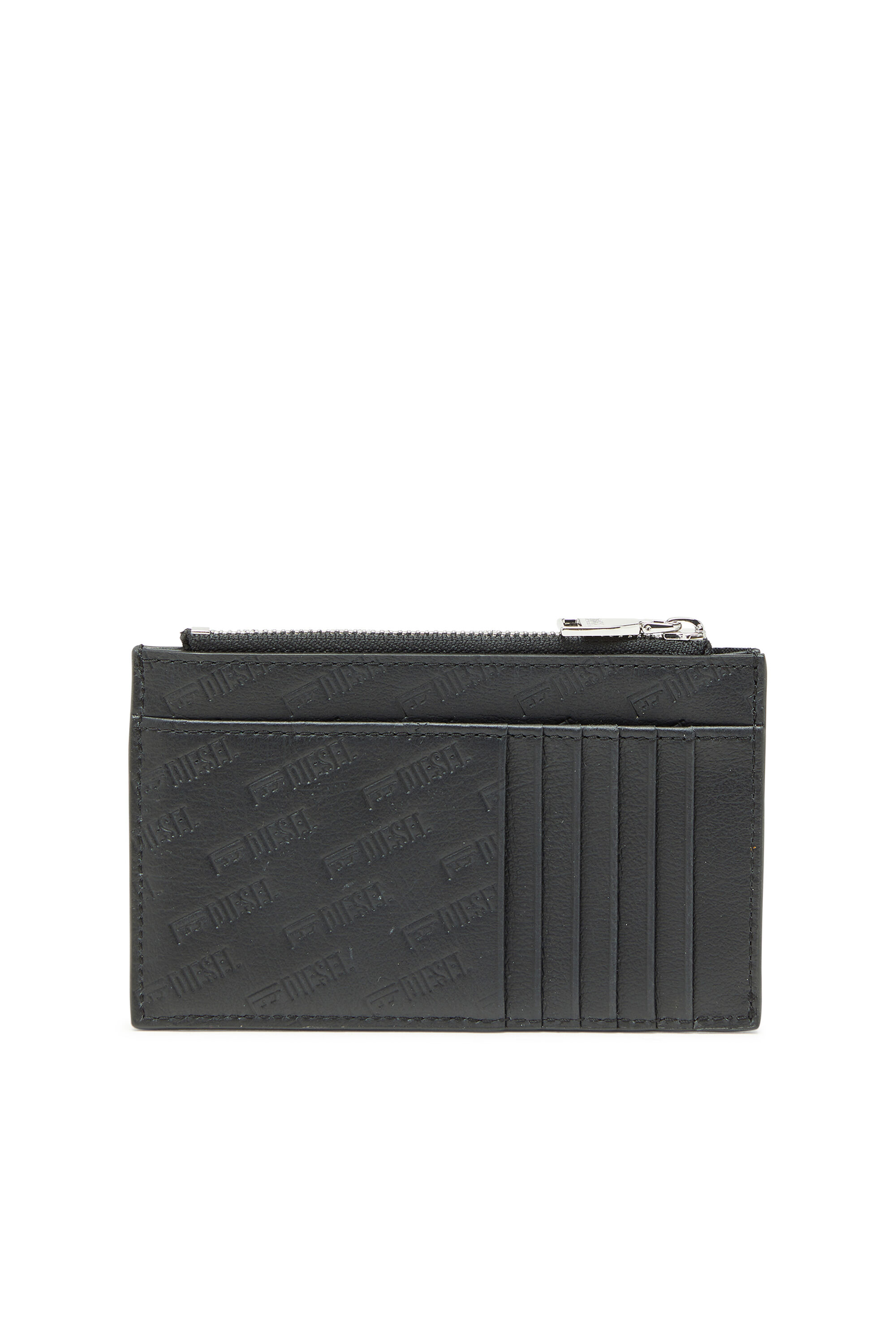 Diesel - MONOGRAM CARD CASE VI, Tarjetero de piel repujada con bolsillo con cremallera Hombre in Negro - 2