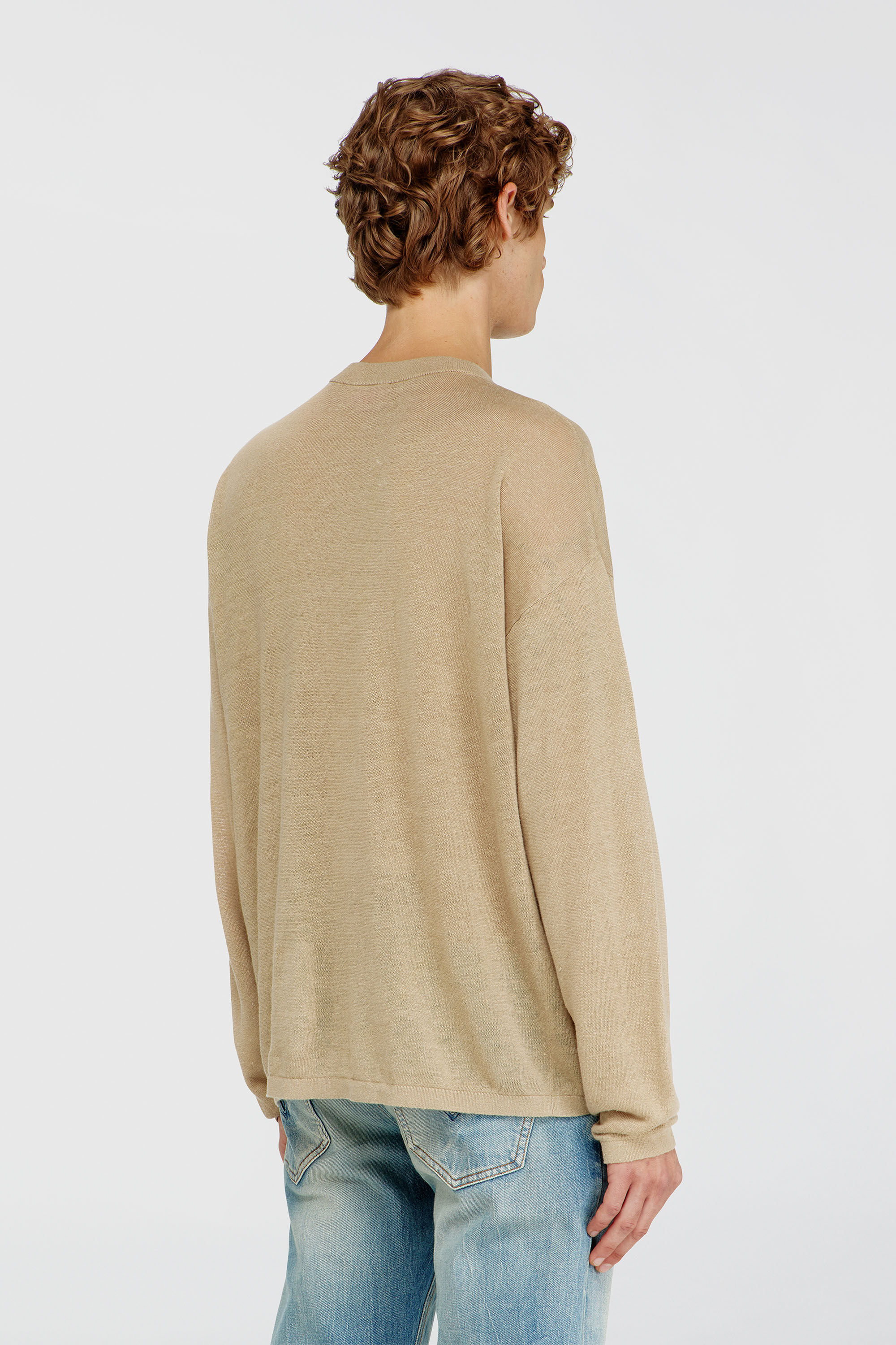 Diesel - K-ARMINS, Jersey de lino con estampado Phoenix desgastado Hombre in Beige - 4