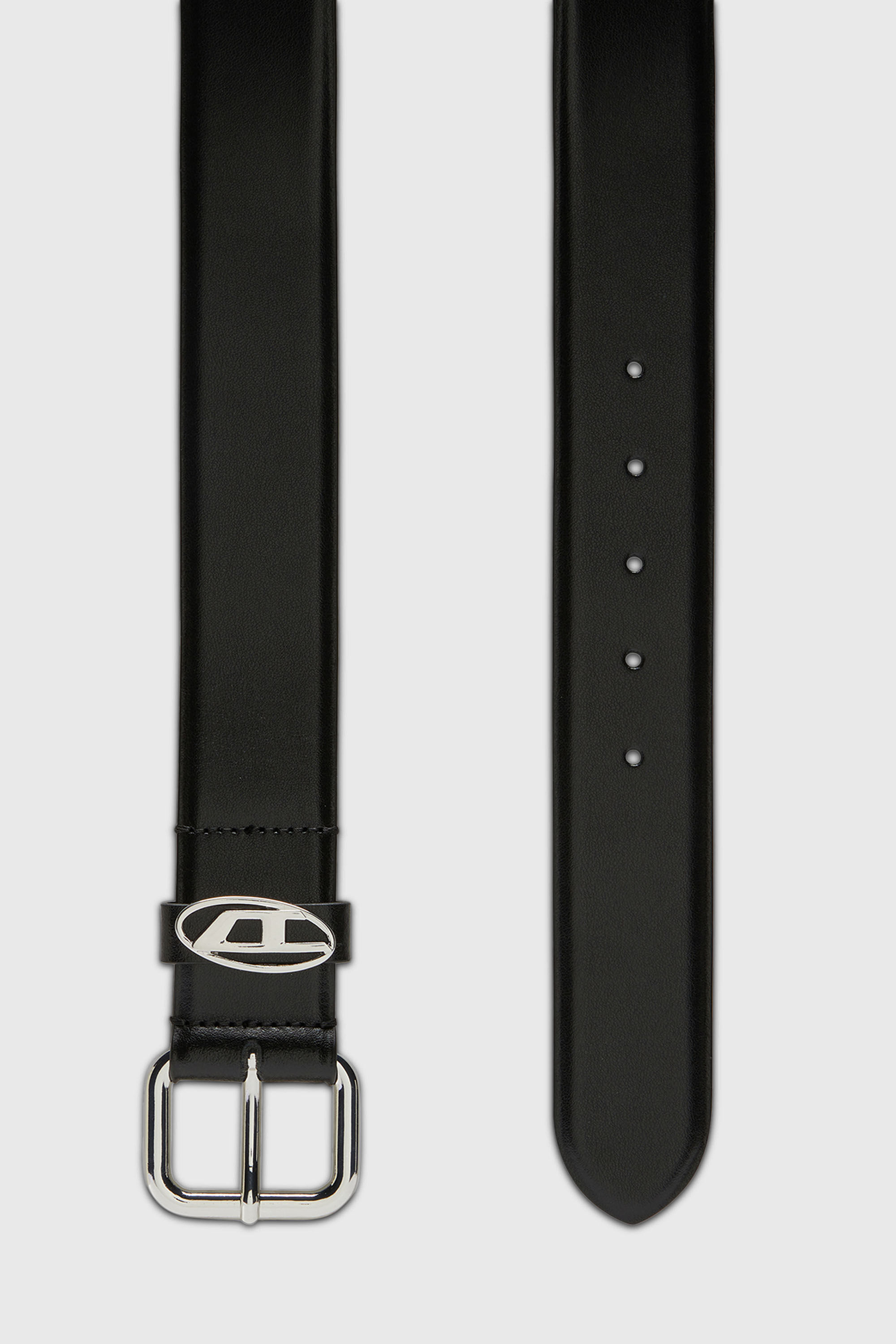 Diesel - B-1DR OVAL D LOOP, Cintur&oacute;n 3.9 cm de cuero adornado con una placa con el logotipo Unisex in Negro - 2