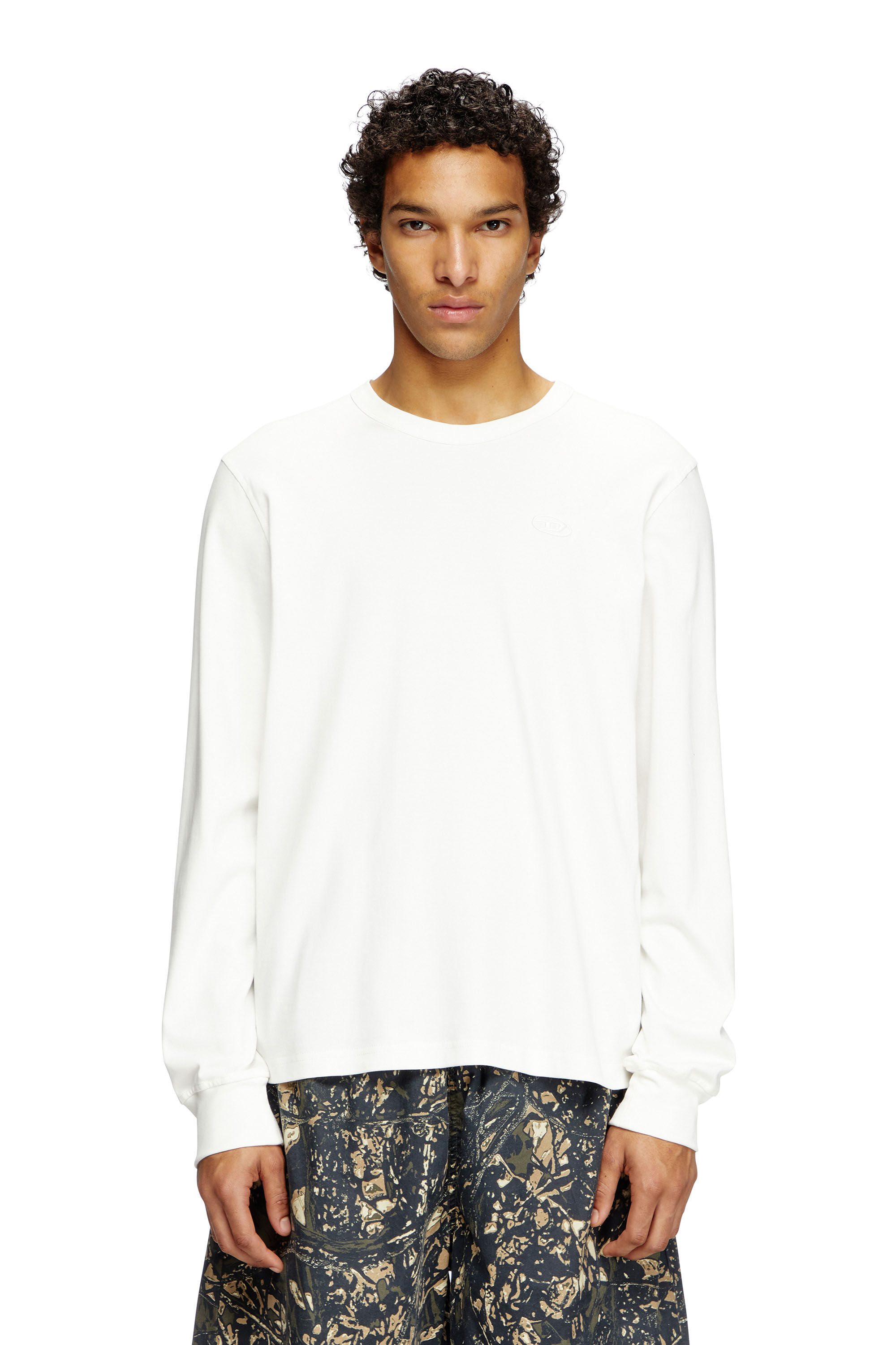 Diesel - T-ADJUST-LS-SLITS-R17, Camiseta de manga larga con logotipo bordado Hombre in Blanco - 3