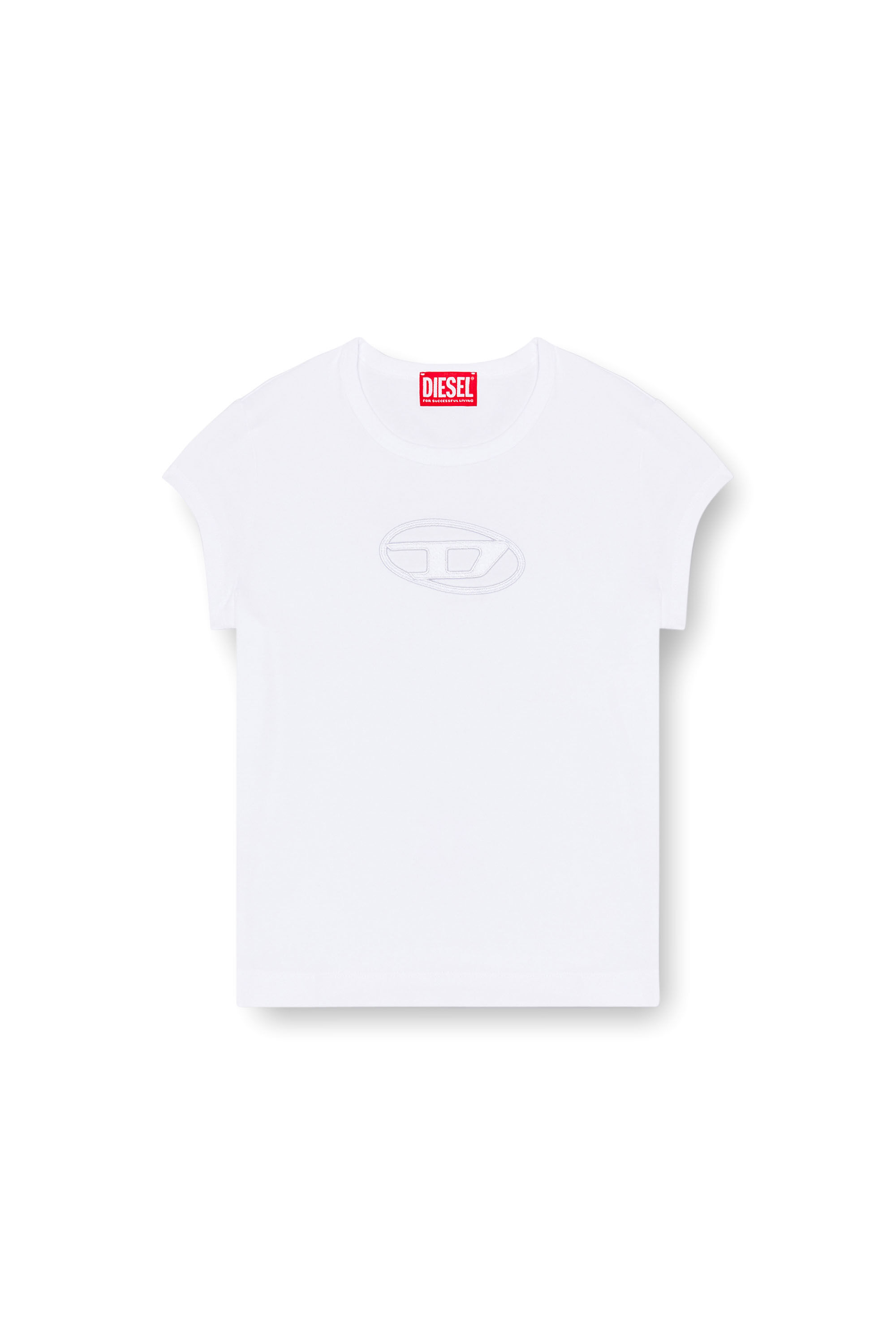 Diesel - T-ANGIE, Mujer Camiseta con logotipo cucú in Blanco - Image 2