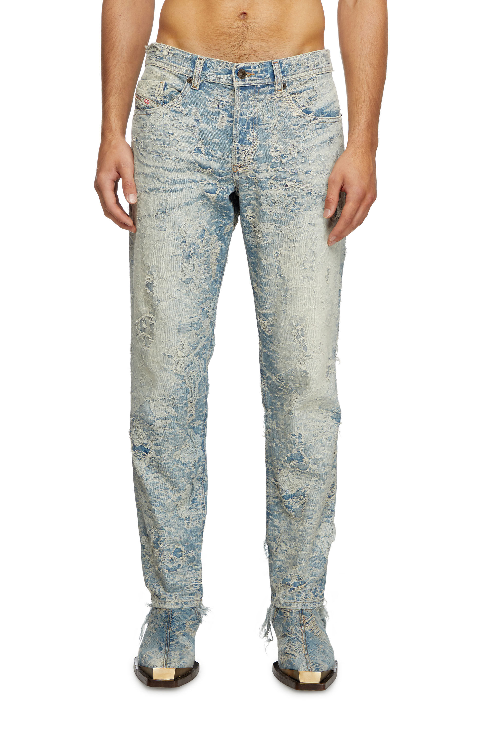 Diesel - Tapered Jeans 2023 D-Finitive 007Z7 Hombre, Azul Claro - 3