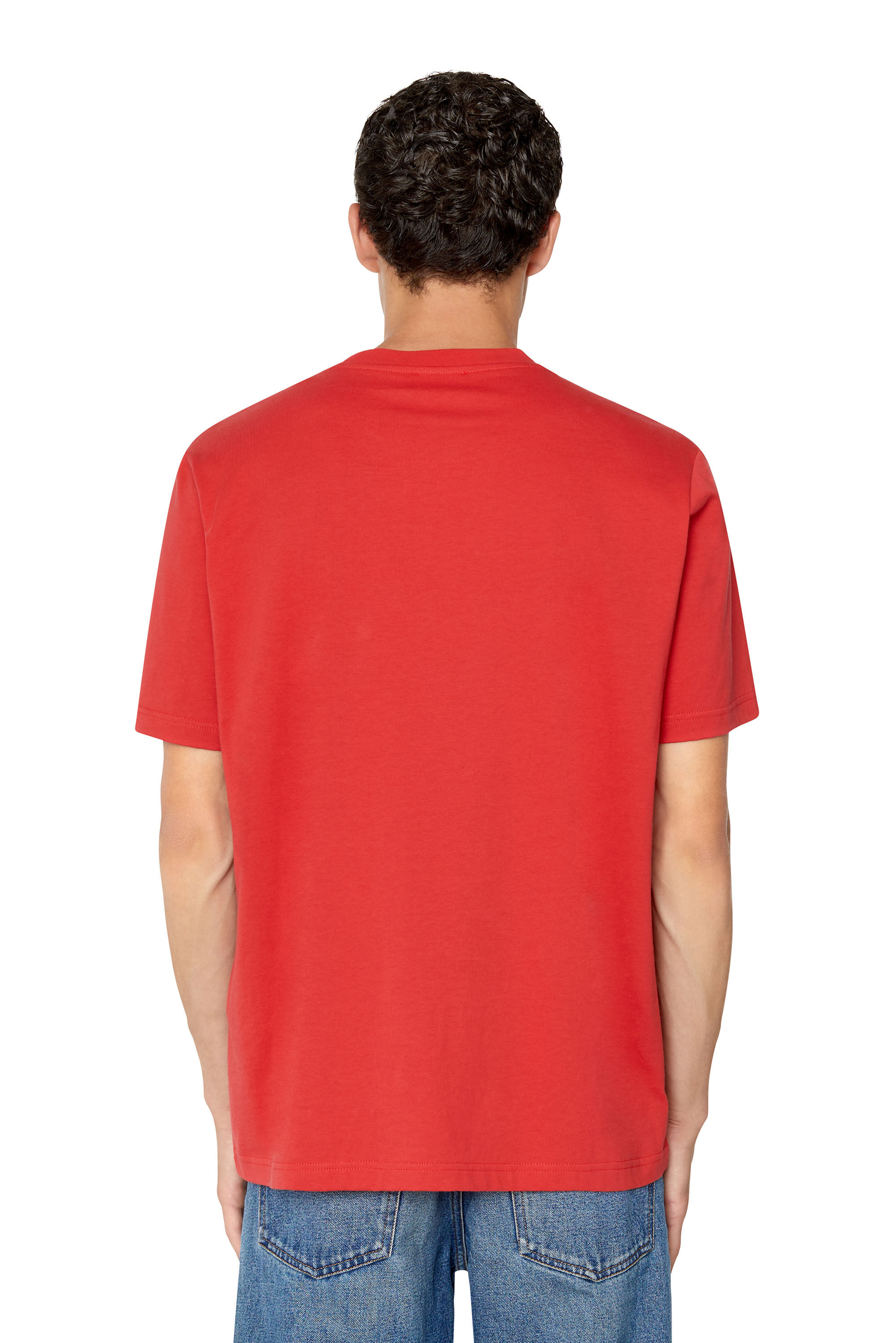 Diesel - T-JUST-MICRODIV, Man T-shirt with micro-embroidered logo in Red - Image 4