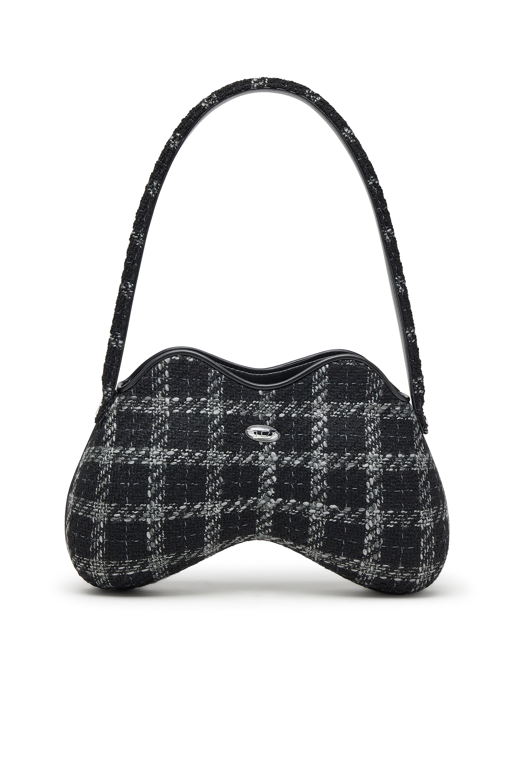 Diesel - DOUBLE-D SHOULDER, Bolso de hombro con motivo de pata de gallo Mujer in Negro - 1