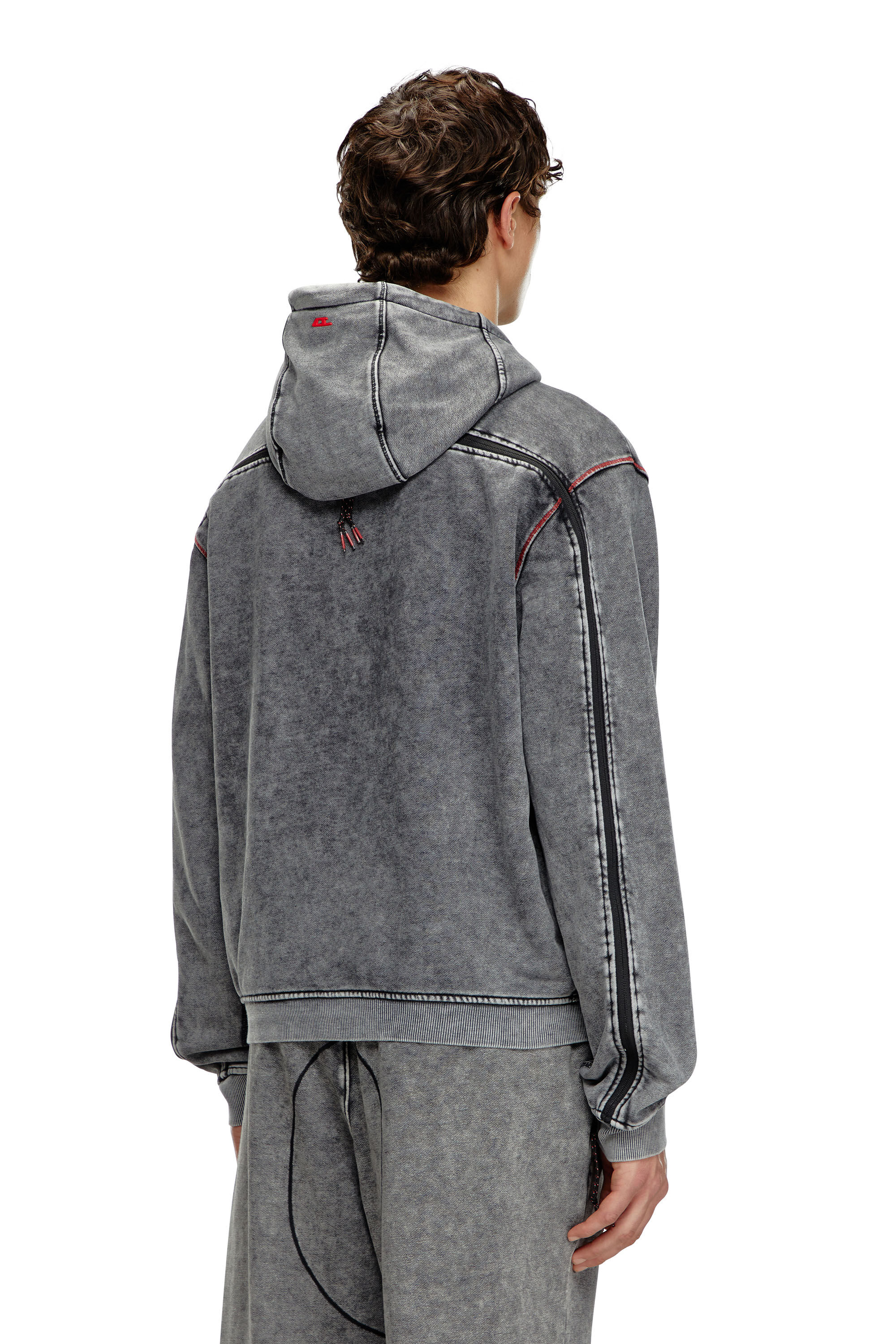 Diesel - AMST-TRANE-HT48, Sudadera desteñida con capucha con cremallera trasera Hombre in Gris - 4