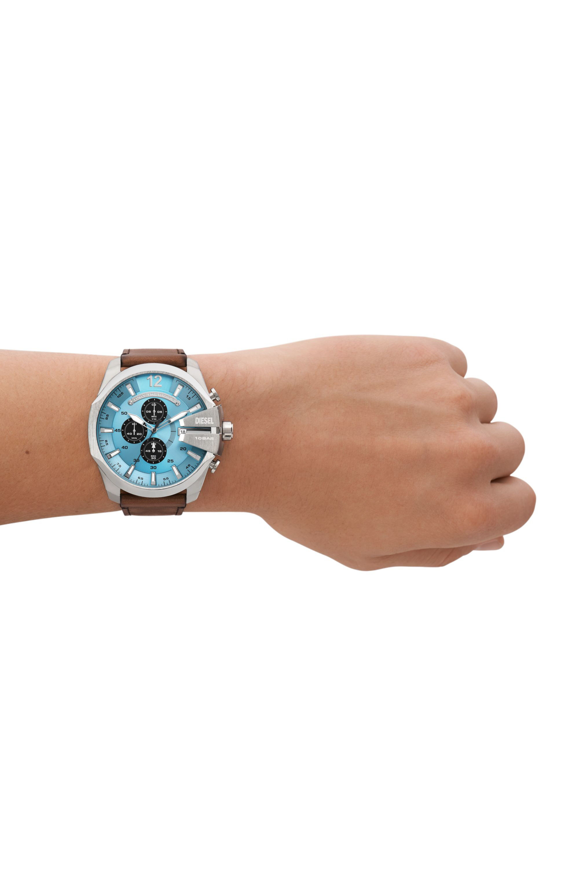 Reloj Mega Chief de cuero marron con cronografo Hombre Marron Diesel