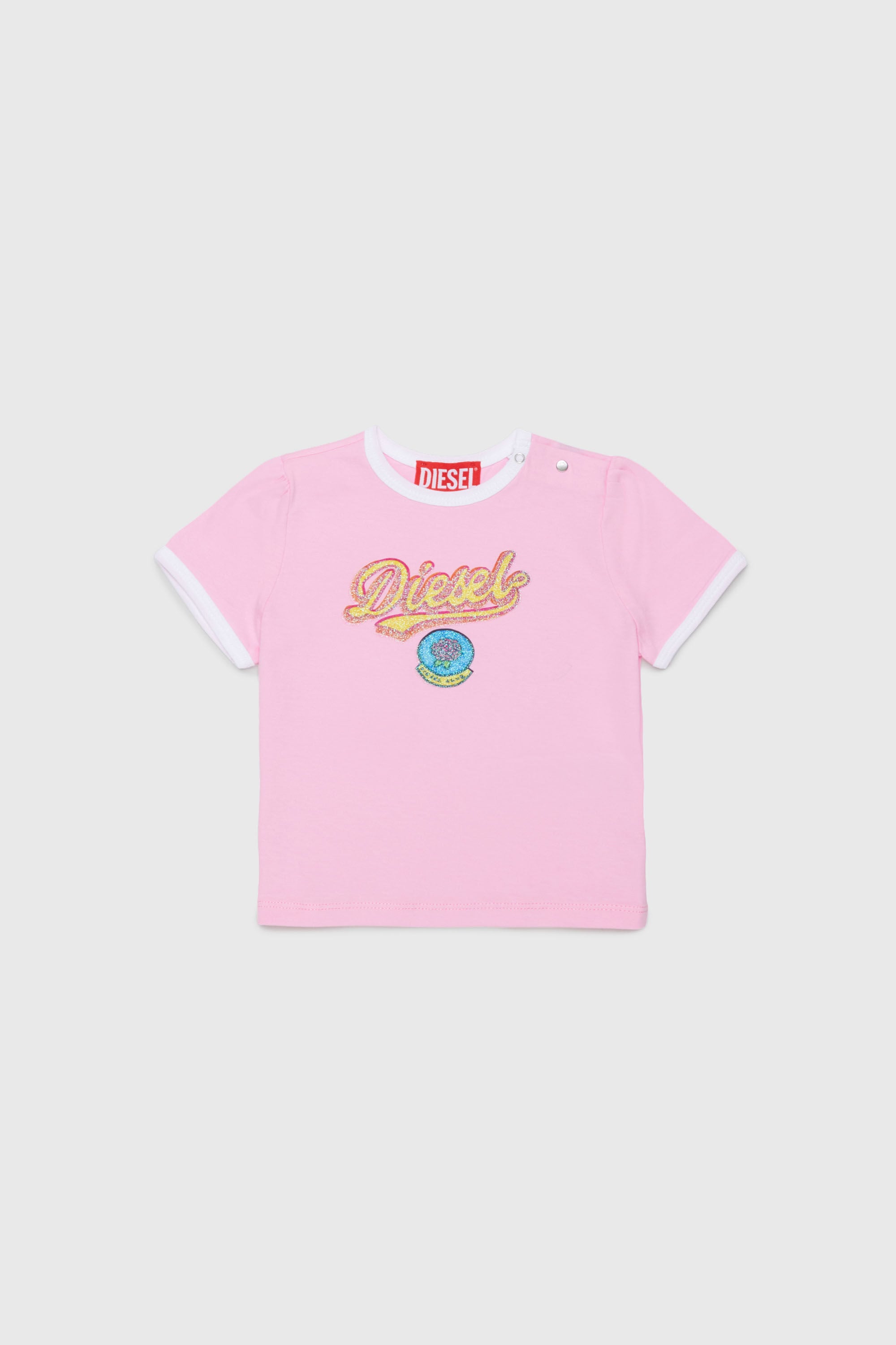 Diesel - TEPAB, Camiseta de algod&oacute;n con logo efecto glitter Mujer in Rosa - 1