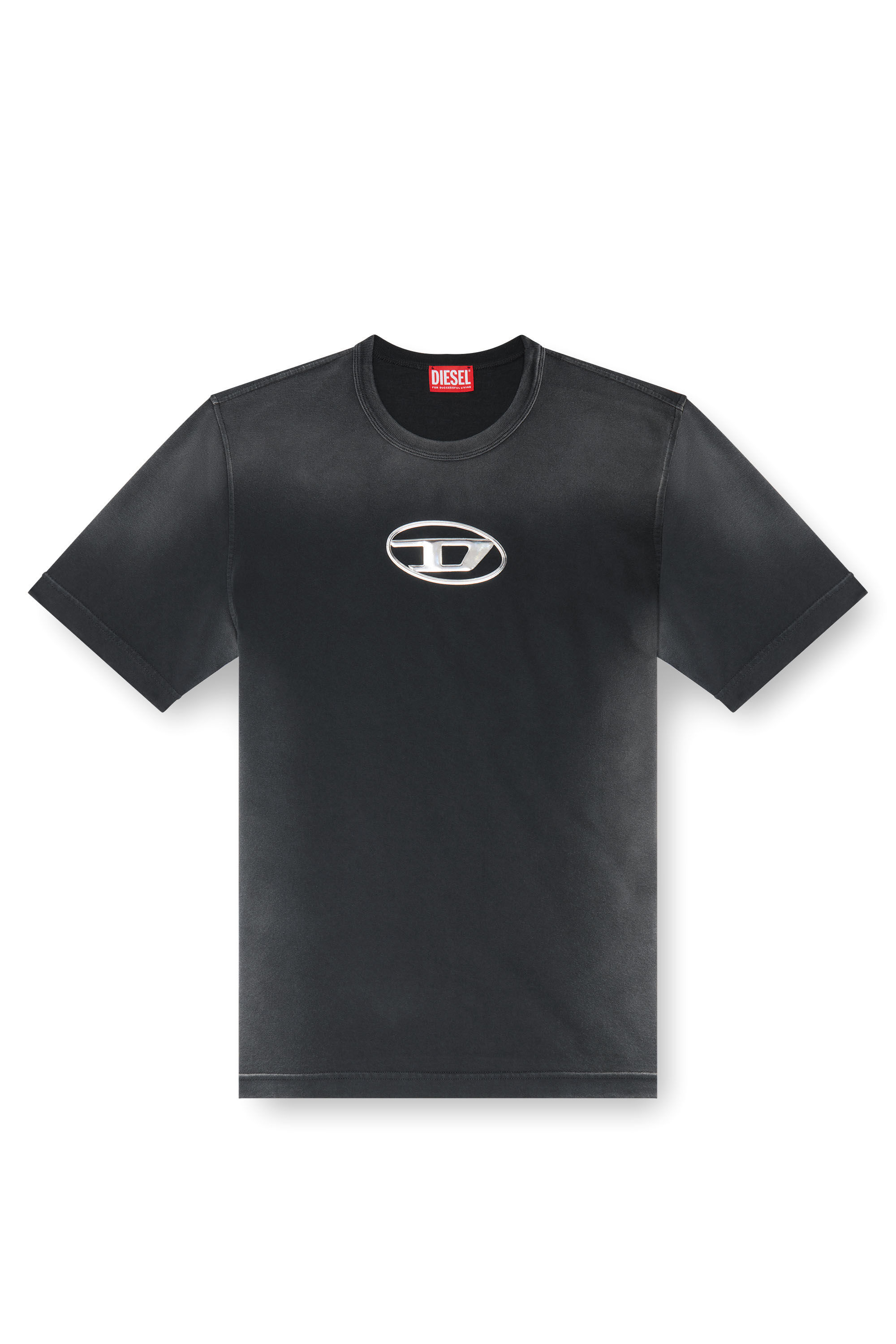 Diesel - T-ADJUST-Q8, Hombre Camiseta desteñida con logotipo Oval D recortado in Negro - Image 2