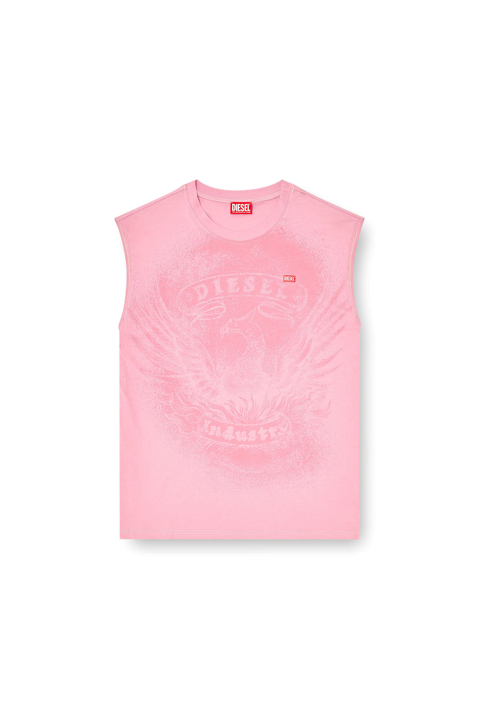 Diesel - T-BOXT-SL-NOTCH, Top sin mangas de algod&oacute;n con gr&aacute;fico tonal Hombre in Rosa - 2