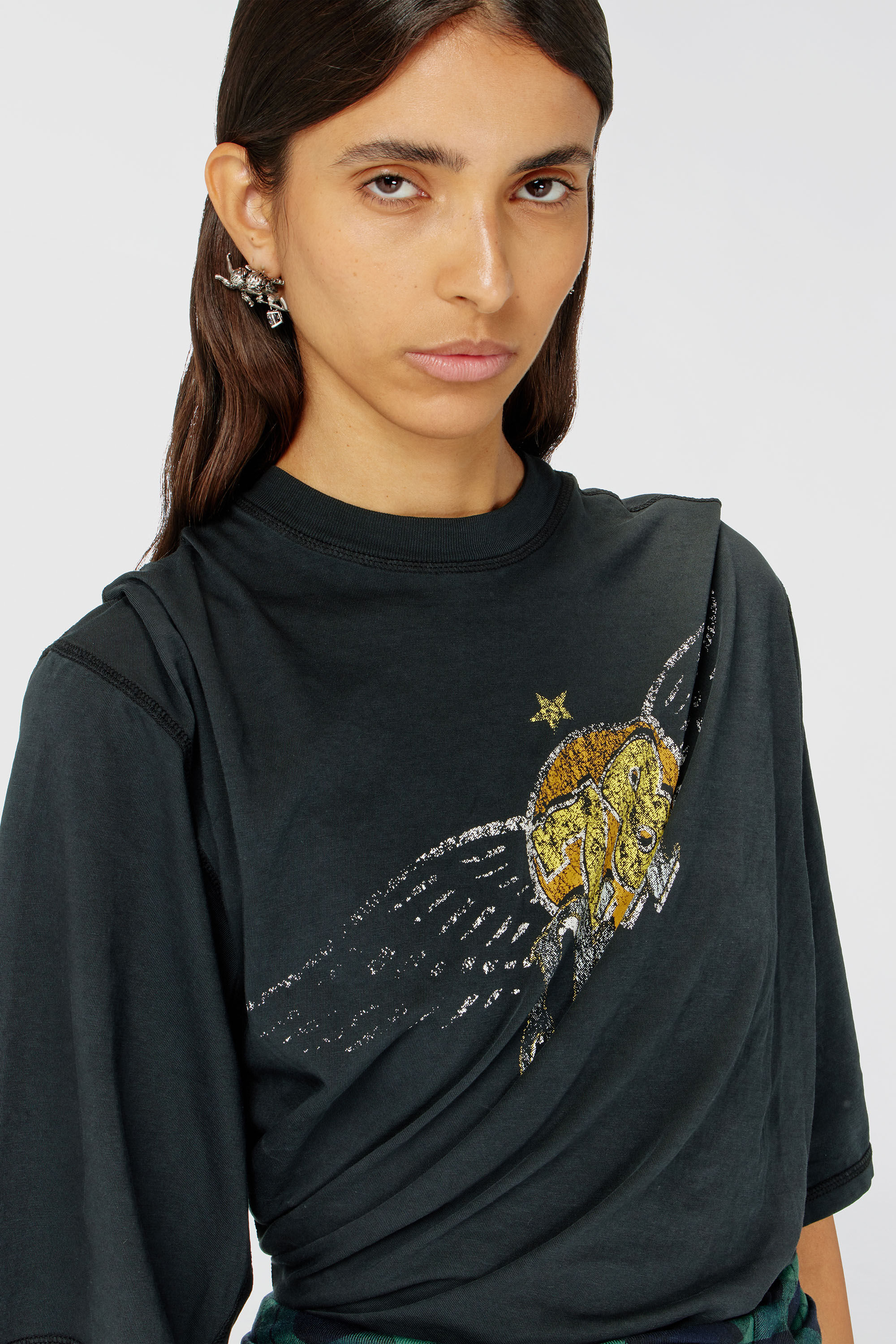 Diesel - T-MILLA-JER, Body de camiseta con gr&aacute;ficos de concierto Mujer in Negro - 5