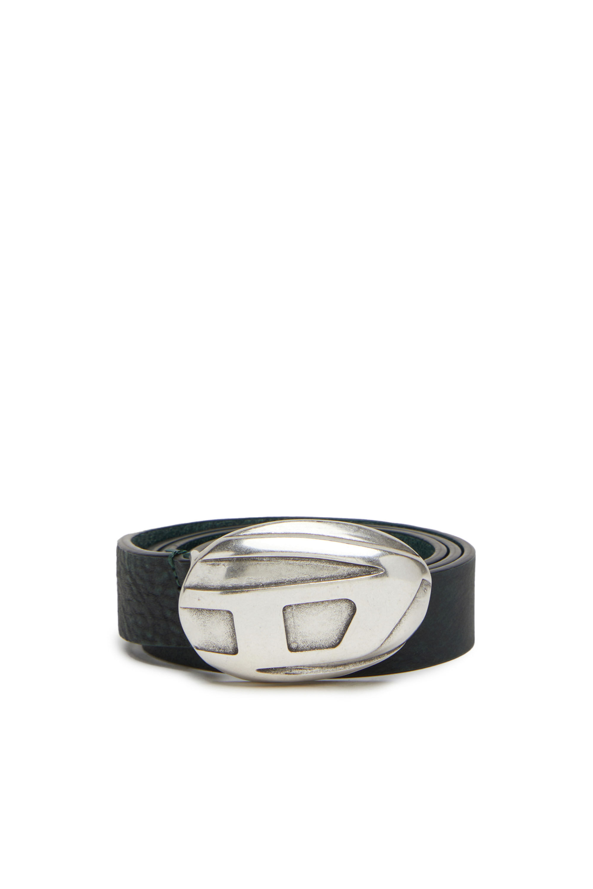 B 1DR POD Man Treated leather belt with logo buckle Diesel