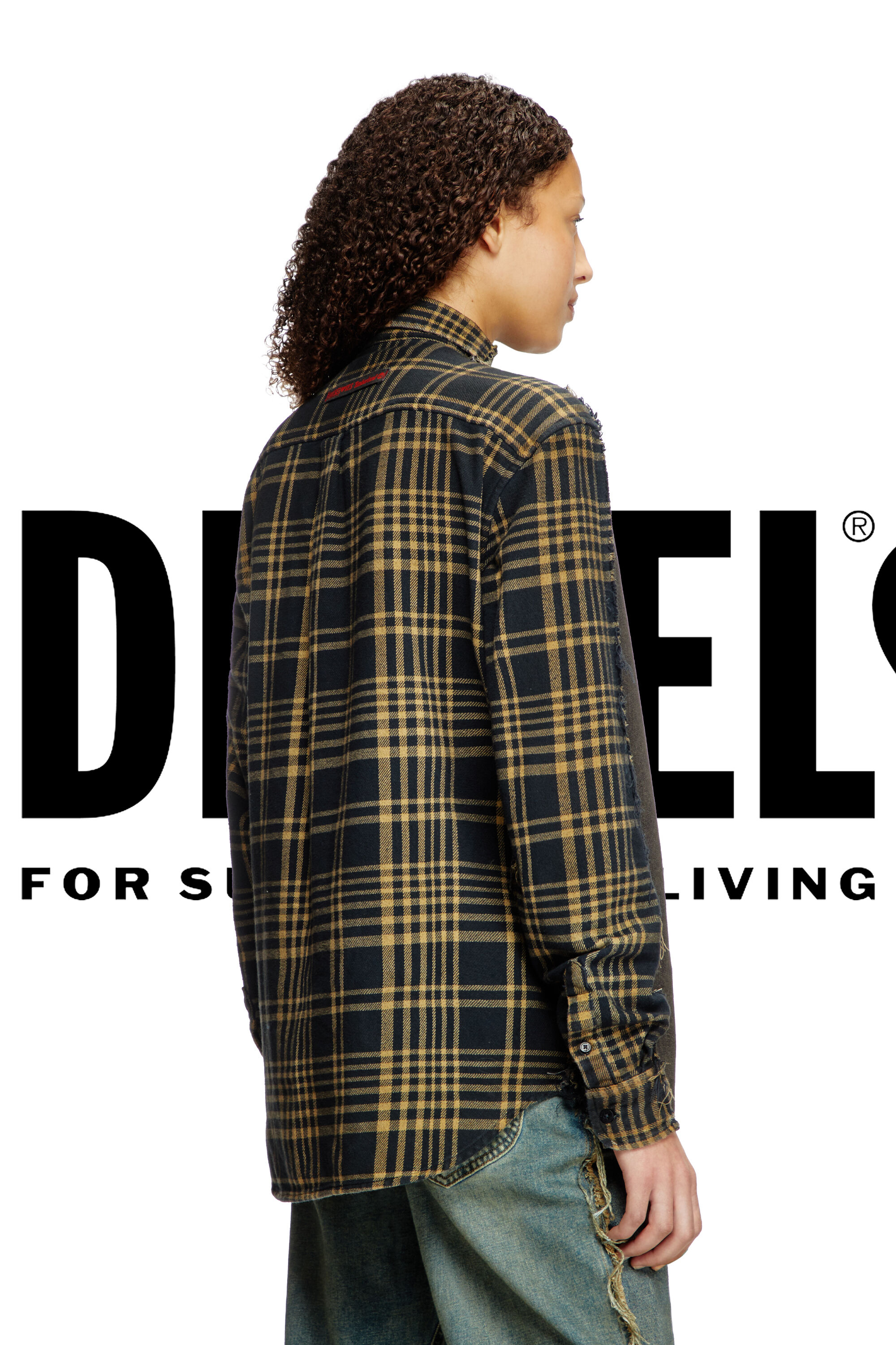Diesel - Shirt Dieseloves 5A, Camisa de denim sobreteñido y cuadros Unisex in Multicolor - 5