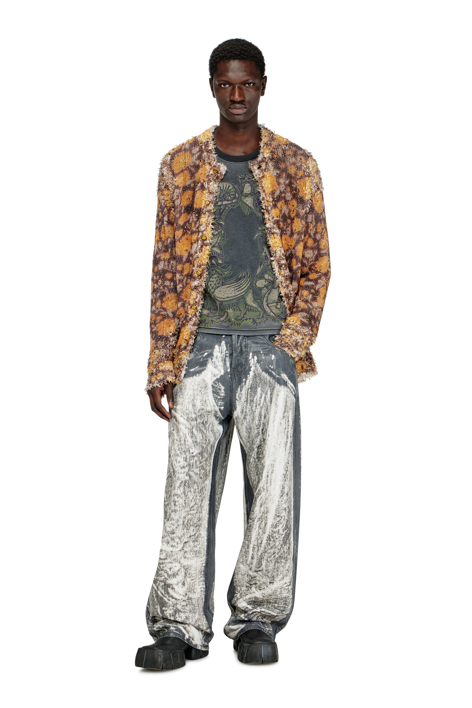 Diesel - T-JORI-A, Camiseta de manga larga con motivo gr&aacute;fico Hombre in Negro - 1