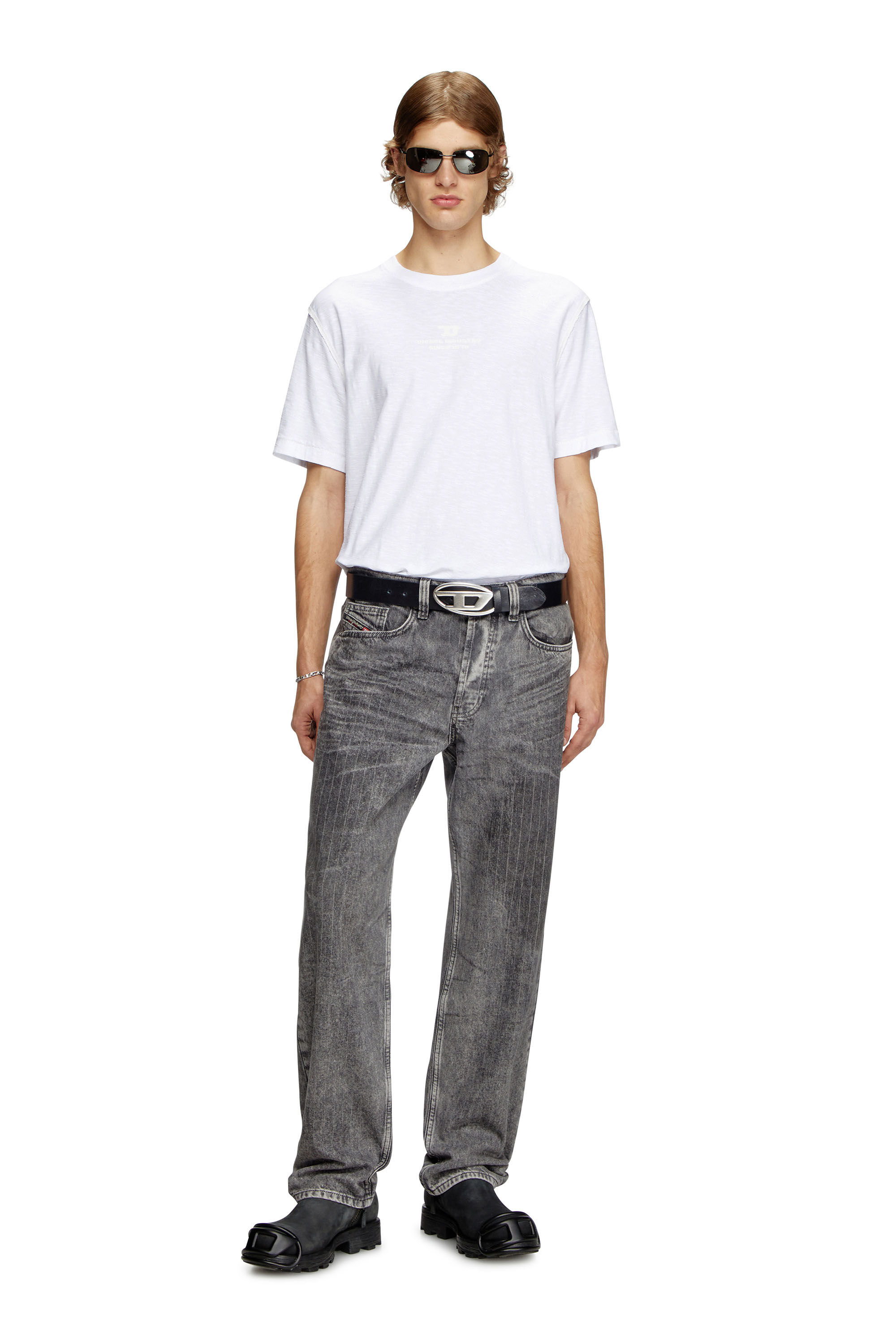 Diesel - T-ADJUST-R10, Camiseta slub con estampado del logotipo a tono Hombre in Blanco - 1