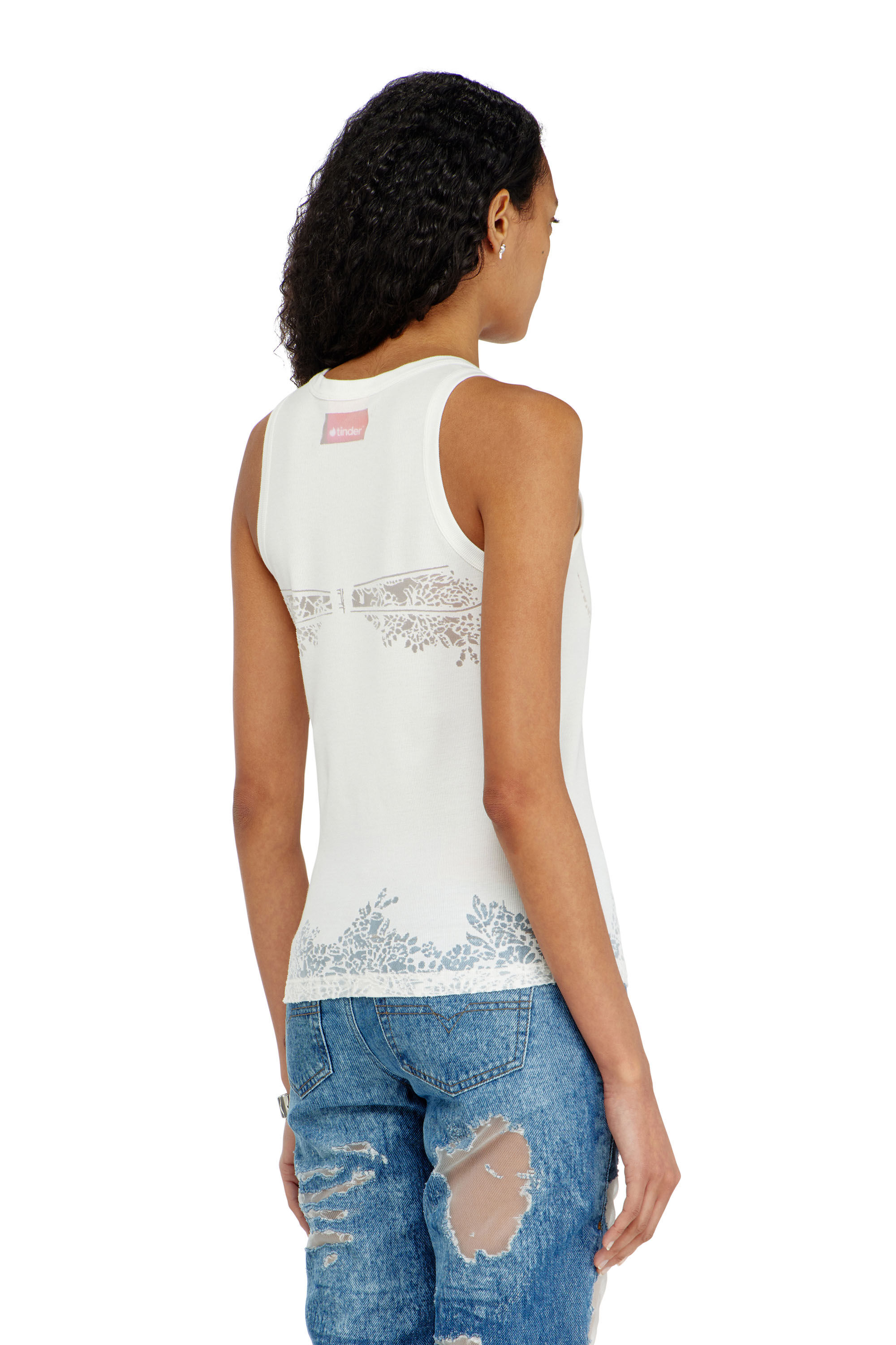 Diesel - PR-T-ANKI-LACE-R, Top de tirantes con efecto encaje devor&eacute; Mujer in Blanco - 4