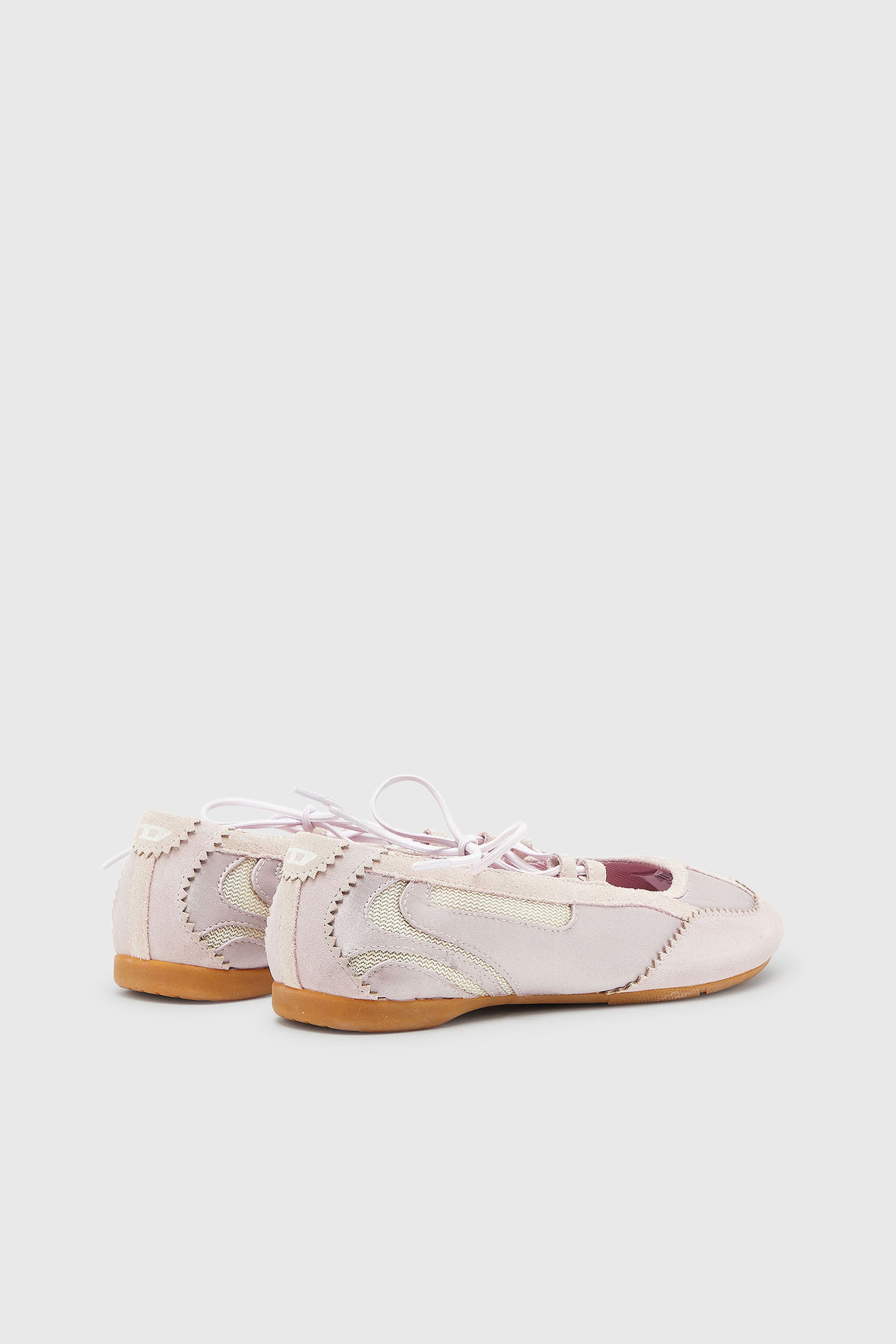 Diesel - D-MILE BALLERINA LACE UP II W, D-Mile - Bailarinas con cordones en piel y malla Mujer in Rosa - 3