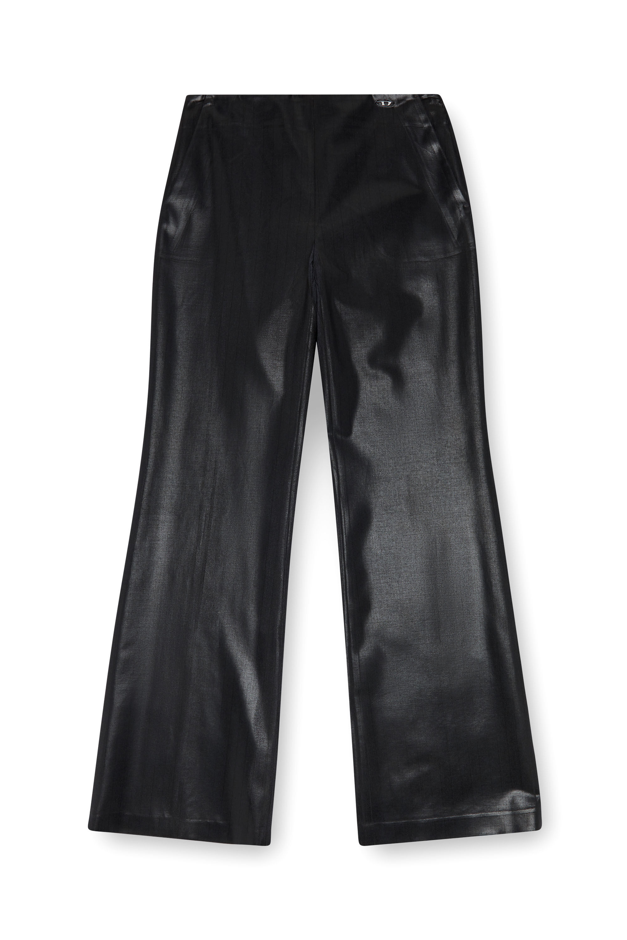 Diesel - P-OLARIS, Mujer Pantalones a rayas finas con parte delantera recubierta in Negro - Image 2