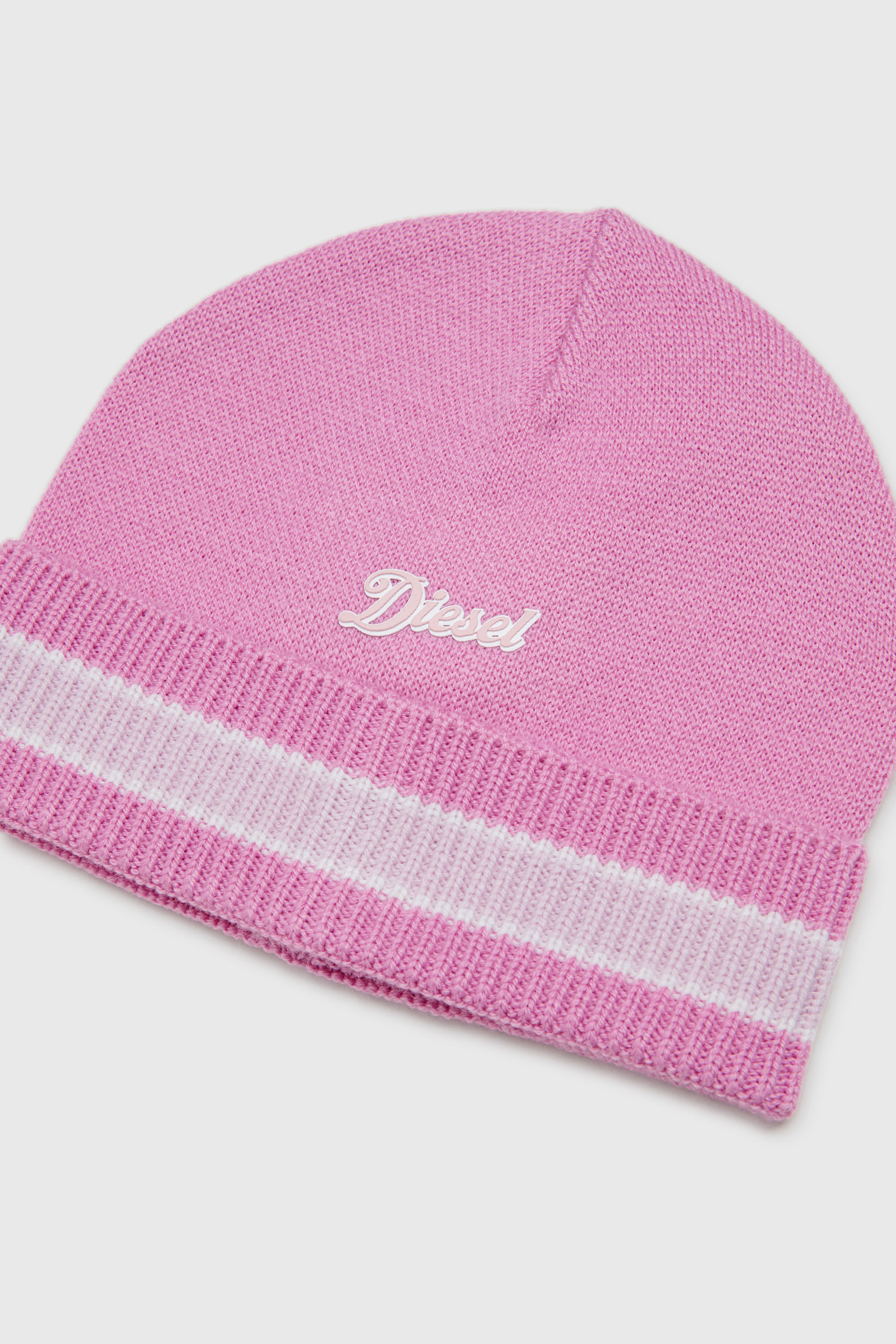 Diesel - FMOB, Gorro de rayas en mezcla de lana Unisex in Rosa - 3