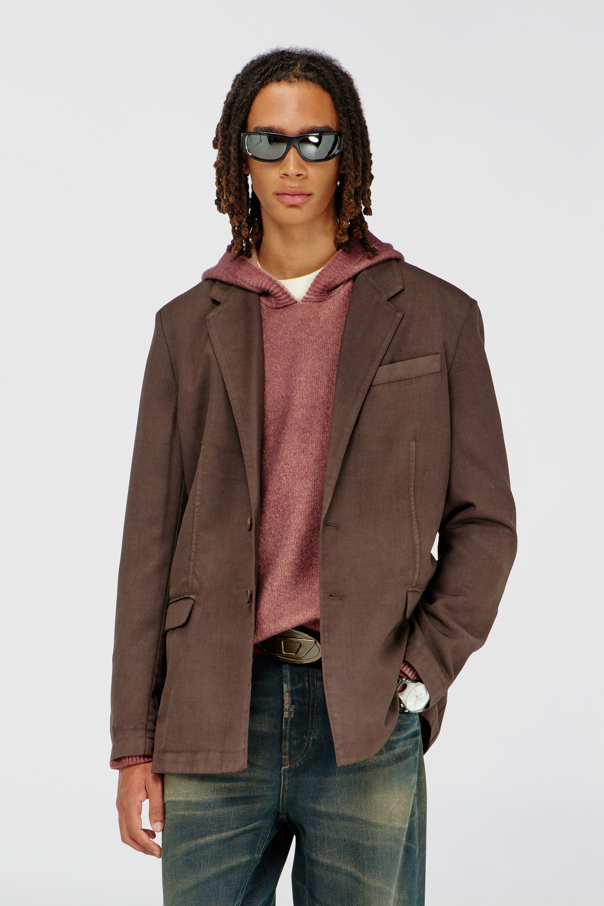 Diesel - J-CREED-AECB, Blazer de lana stretch Hombre in Marr&oacute;n - 3