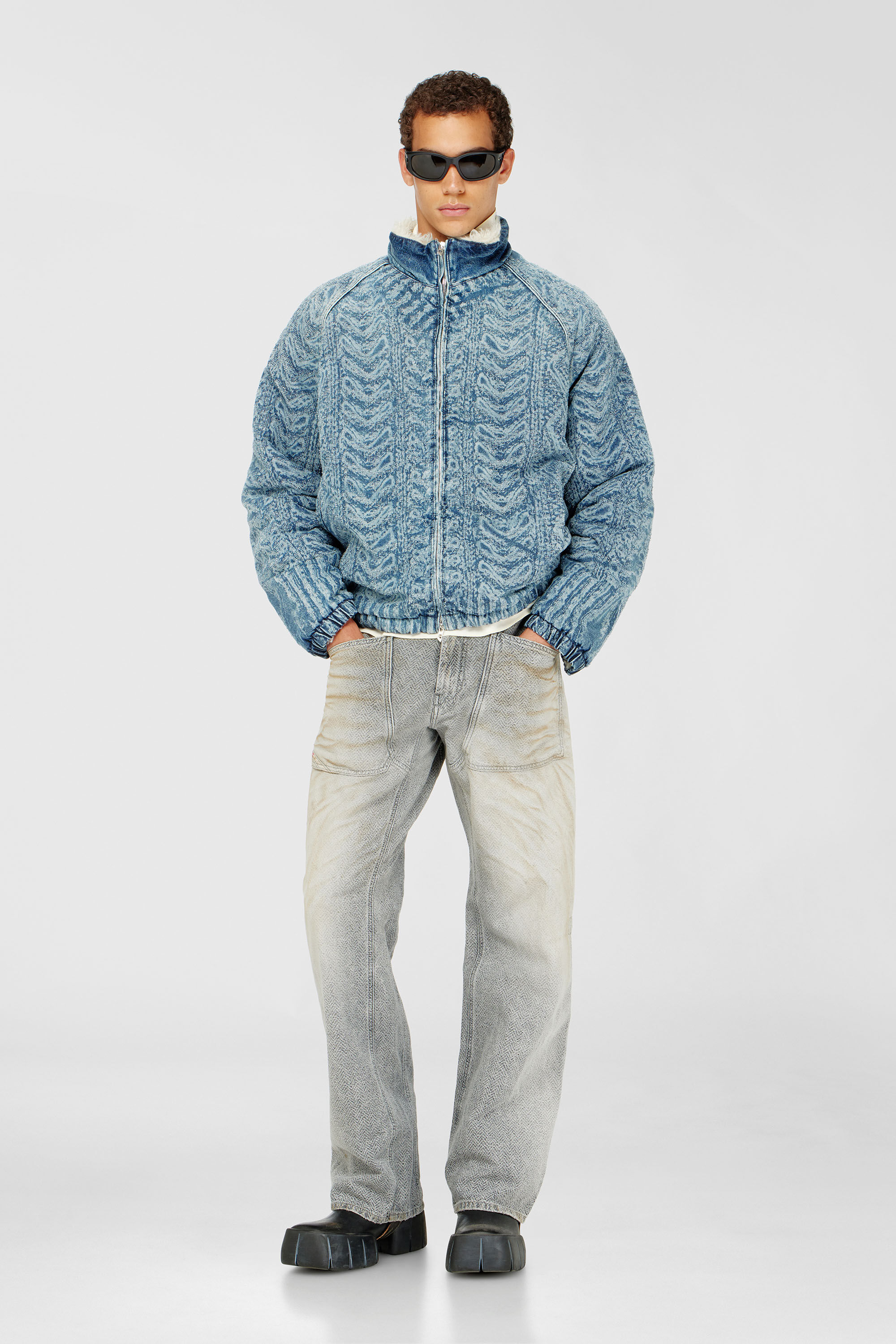 Diesel - D-KRAPS-S, Chaqueta de denim efecto punto trenzado Hombre in Azul marino - 1