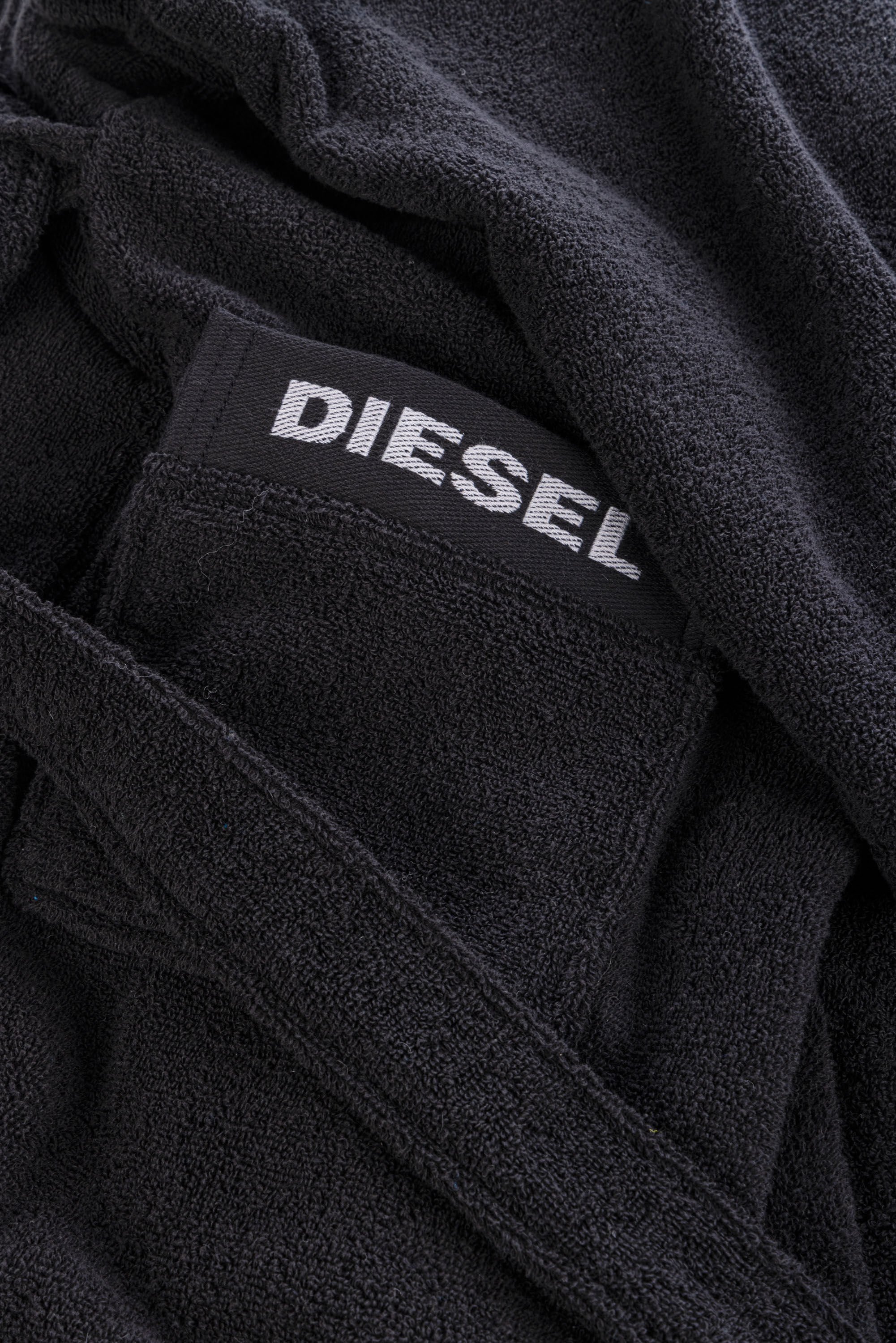 Diesel - 1015115 LOGO-COTTON BATHROBE SIZE M/L BL, Albornoz de Felpa de Algodón, talla M/L Unisex in Negro - 2