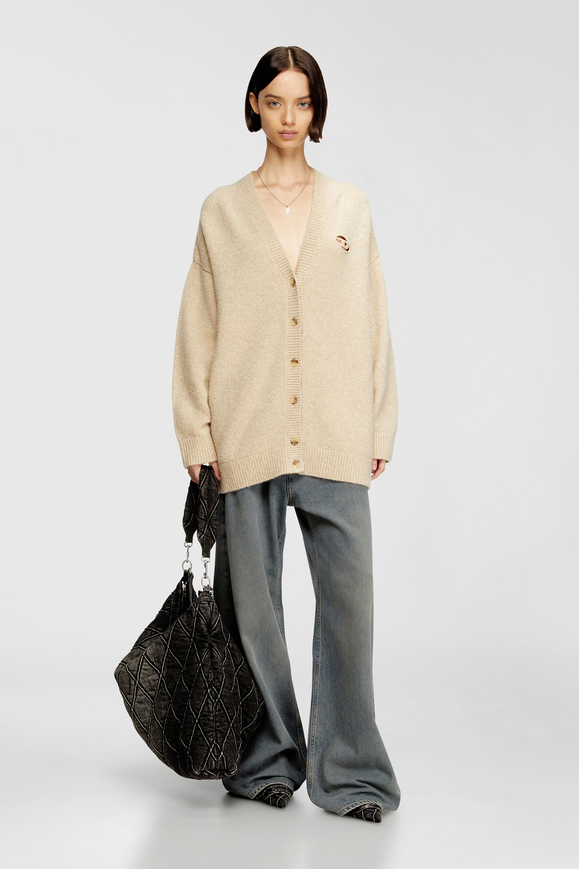 Diesel - M-AREELA, C&aacute;rdigan de mezcla de lana y alpaca Mujer in Beige - 1