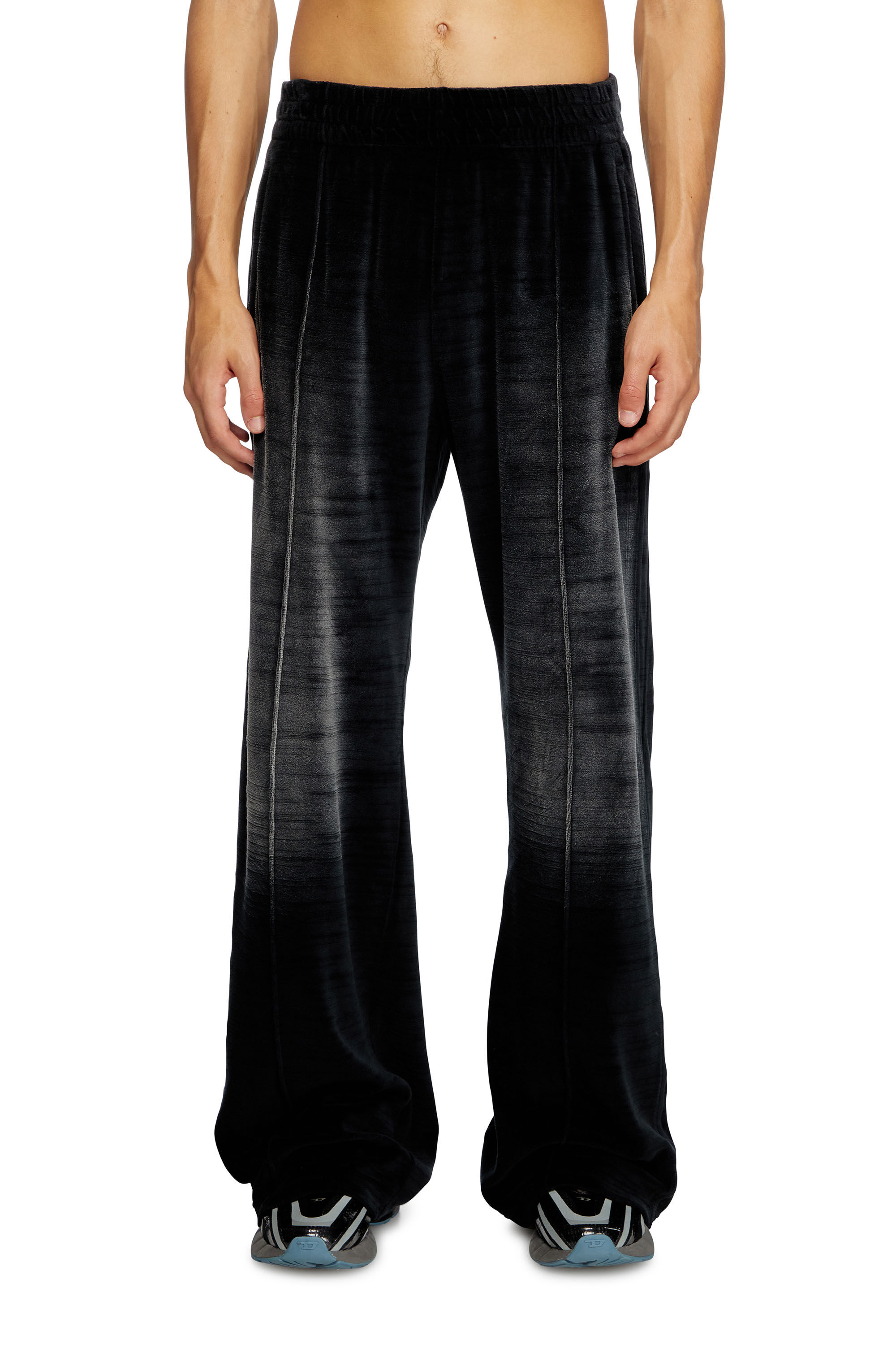 Diesel - P-OZAMP-BAND, Pantalones deportivos de chenilla desteñida Hombre in Negro - 3