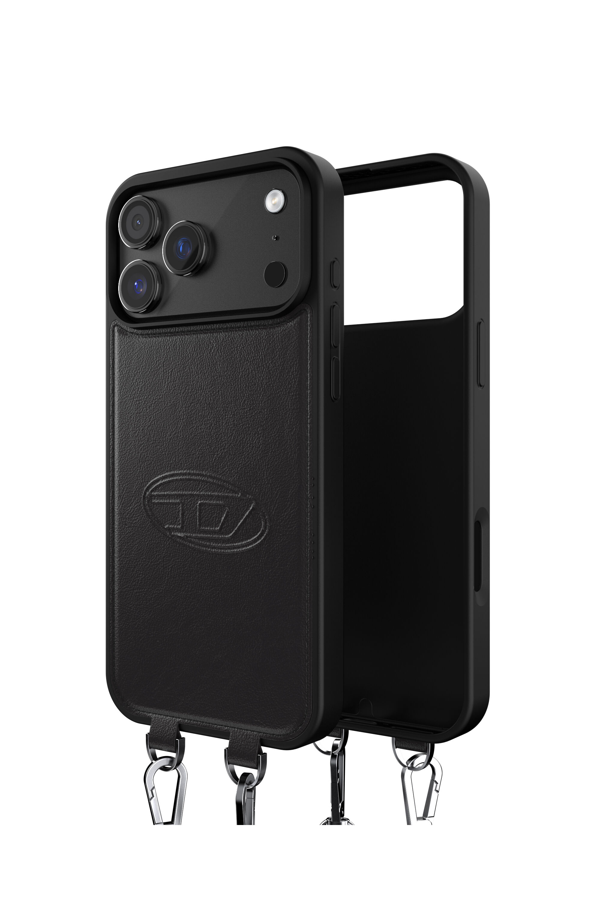 Diesel - 60663 MOULDED CASE, Funda Oval D con correa de mu&ntilde;eca y MagSafe para iPhone 17 Pro Max Unisex in Negro - 1