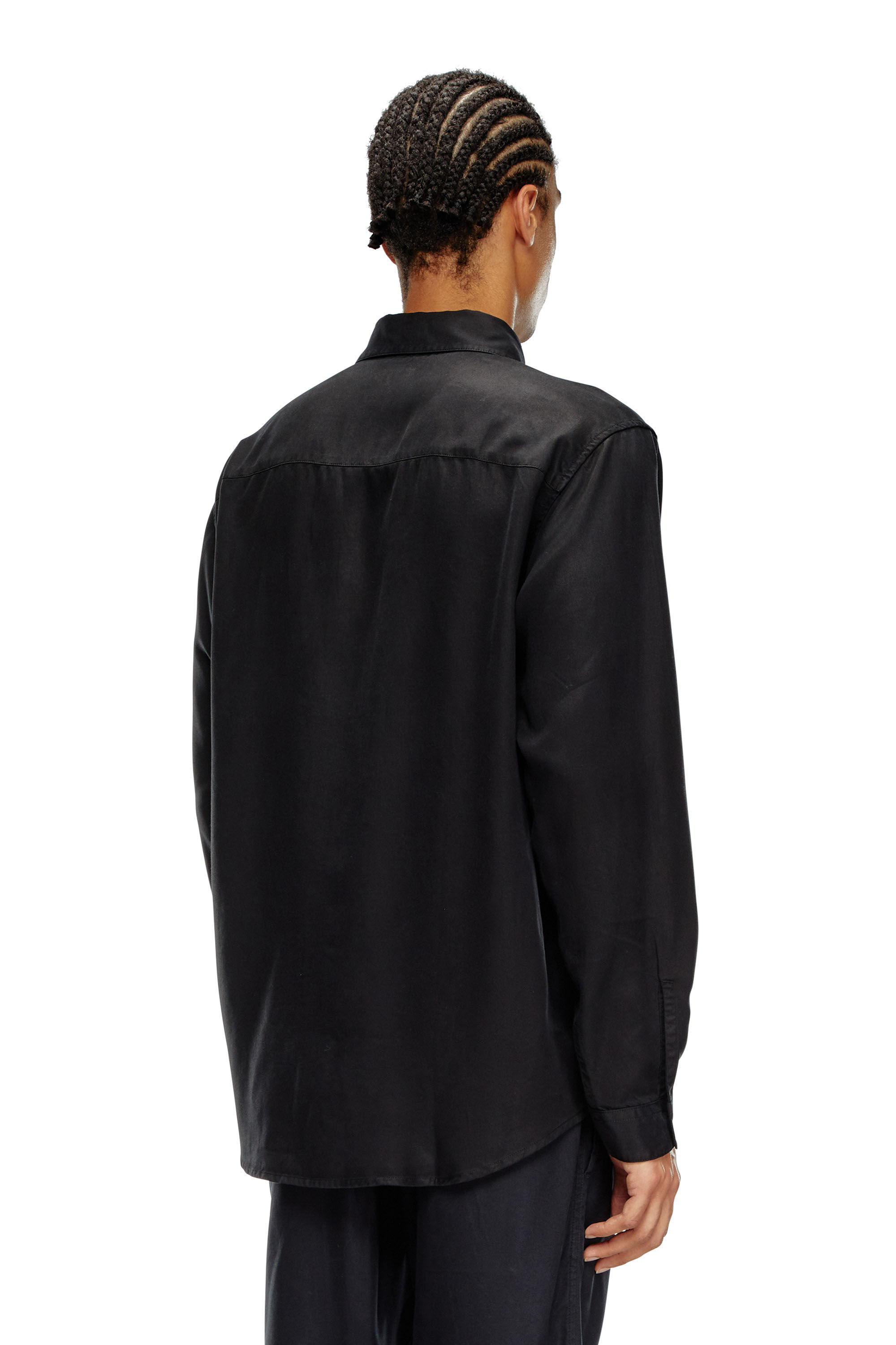 Diesel - S-SIMPLY-C, Hombre Camisa fluida con logotipo bordado in Negro - Image 4