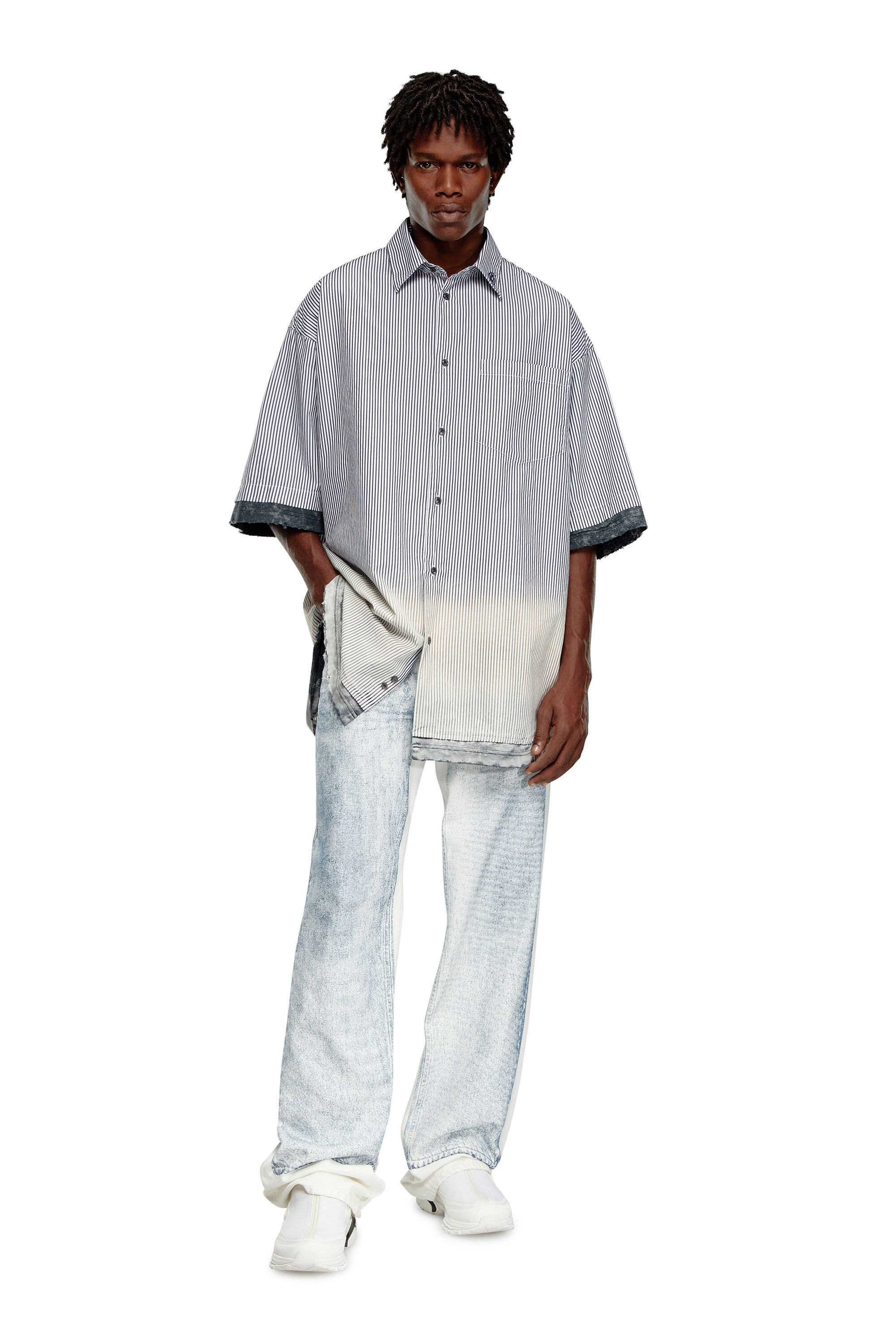 Diesel - S-TRAX, Camisa de manga corta a rayas desgastada Hombre in Multicolor - 1