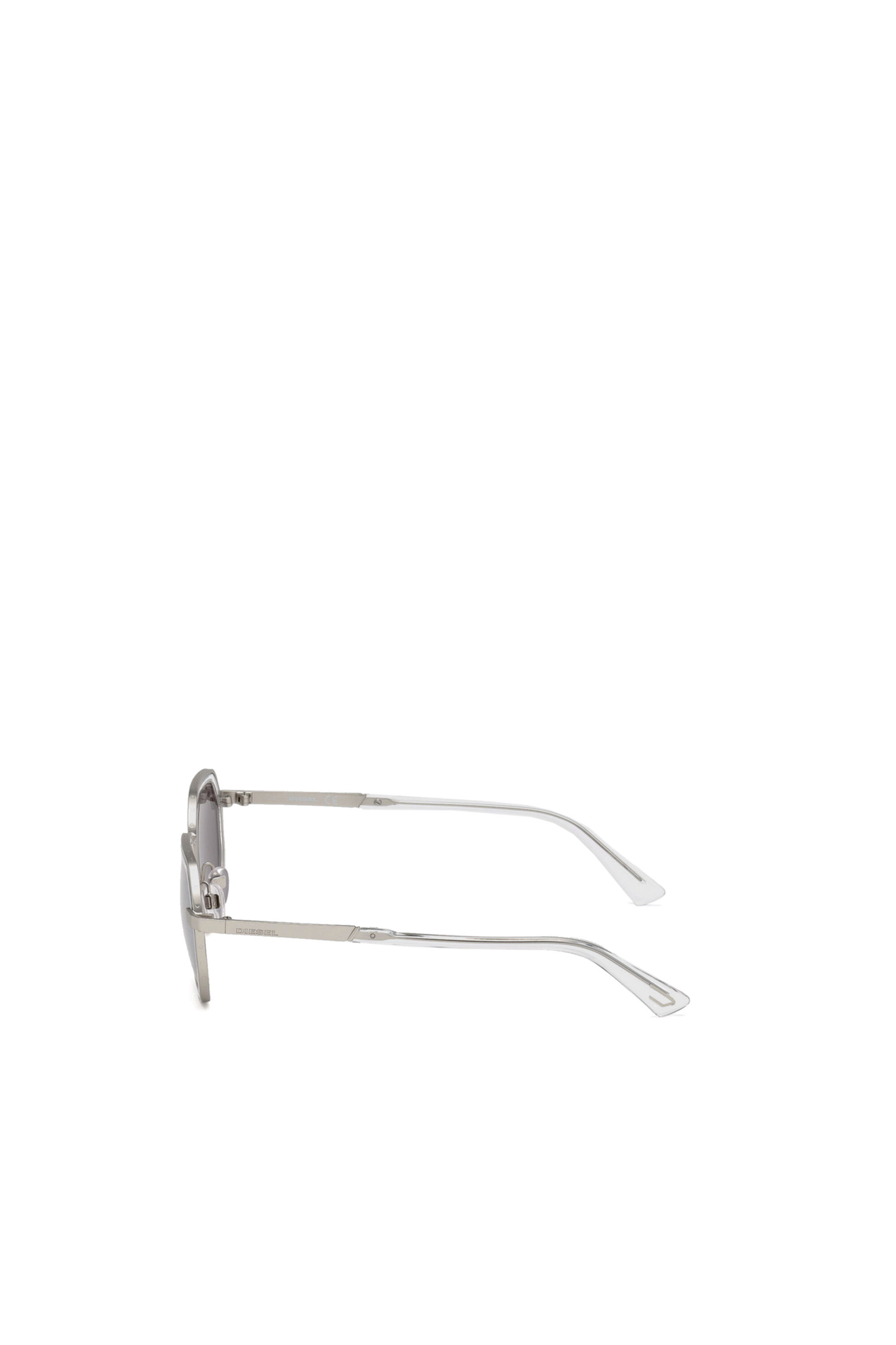 Diesel - DL0267, Gafas hexagonales con detalles transparentes Unisex in Gris - 4