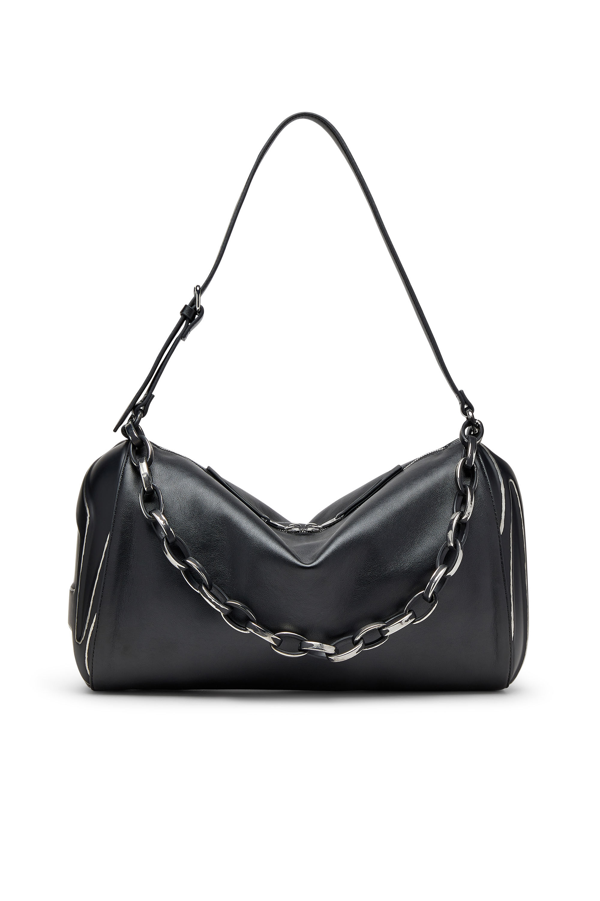 Diesel - LOAD-D SHOULDER BAG X, Bolso de hombro en PU laminado cepillado Unisex in Negro - 1