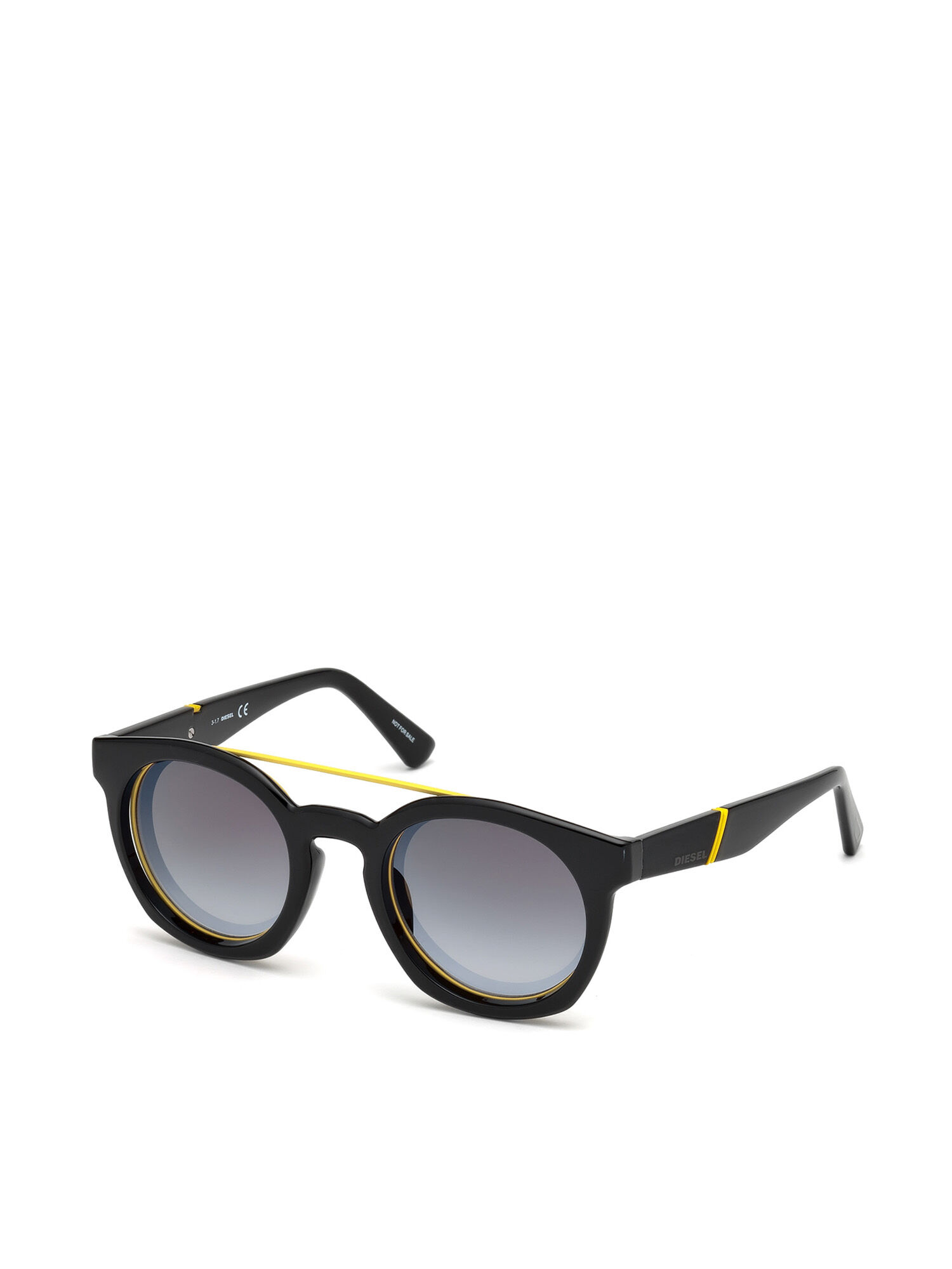 Diesel - DL0251, Gafas con montura redonda de acabado brillante Unisex in Negro - 5