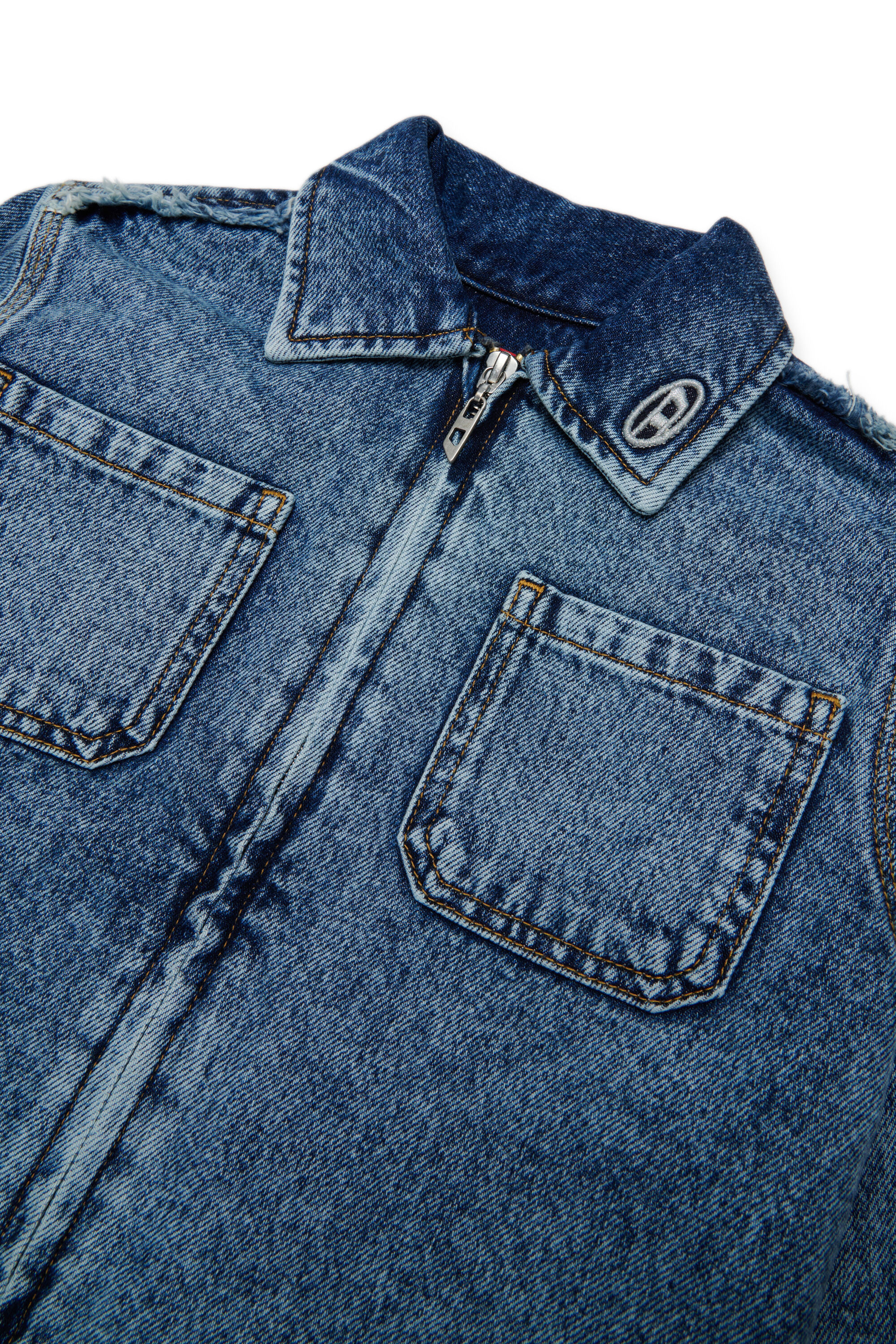 Diesel - CELKA, Camisa vaquera con cierre y detalle deshilachado Mujer in Azul marino - 3