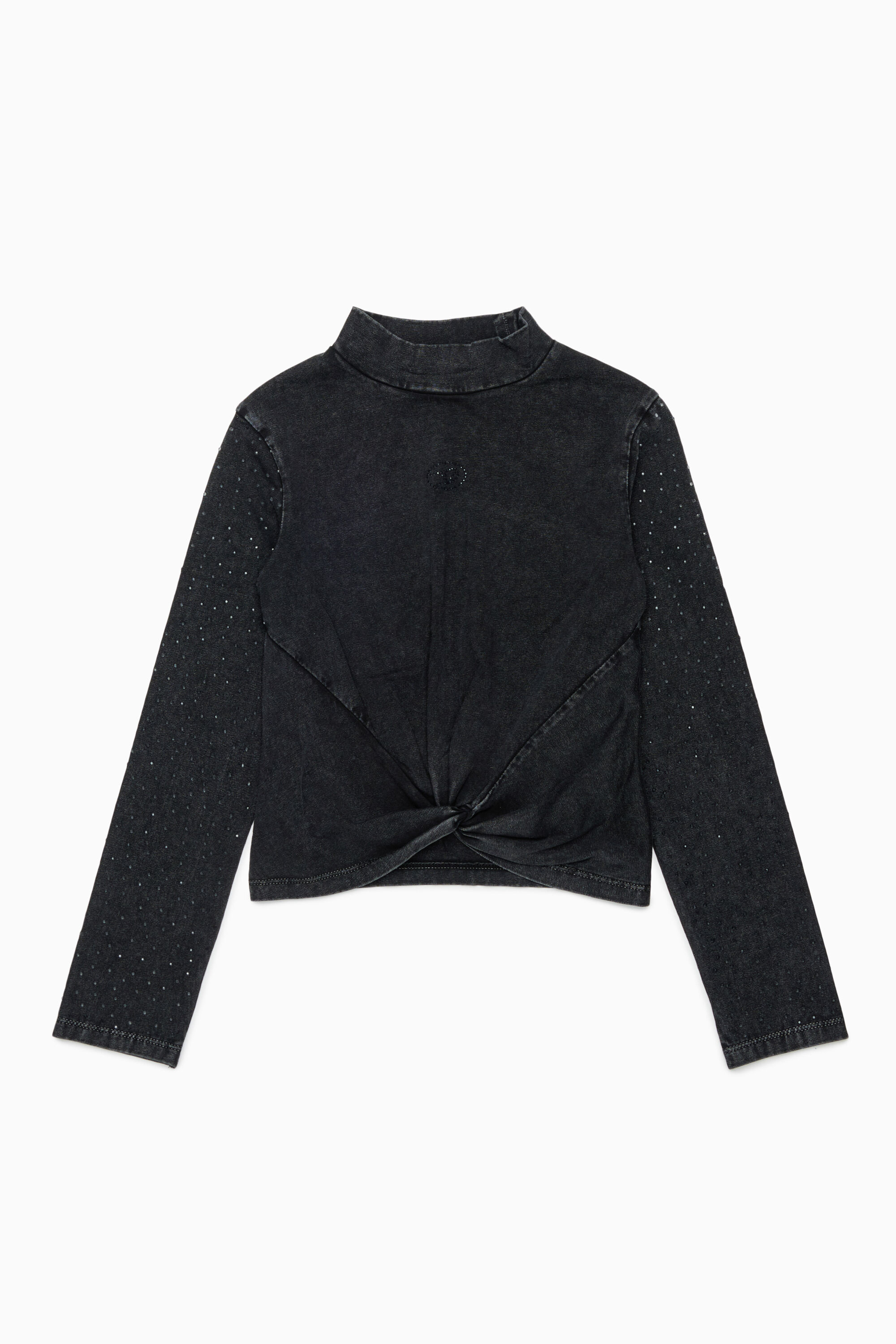 Diesel - TKNOT, Top con bajo retorcido y apliques de strass Mujer in Negro - 1