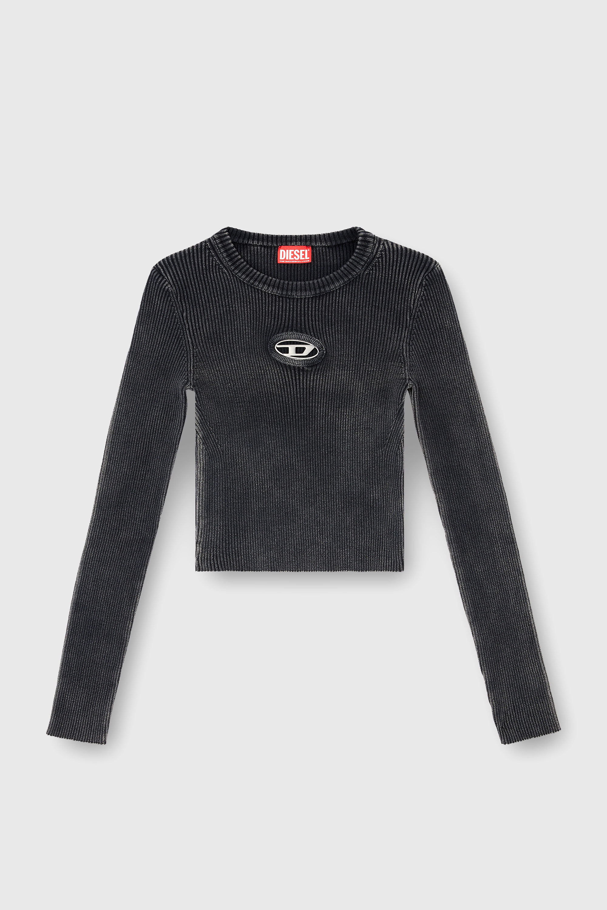 Diesel - M-ANCHOR-A, Jersey corto con logotipo recortado Mujer in Negro - 2