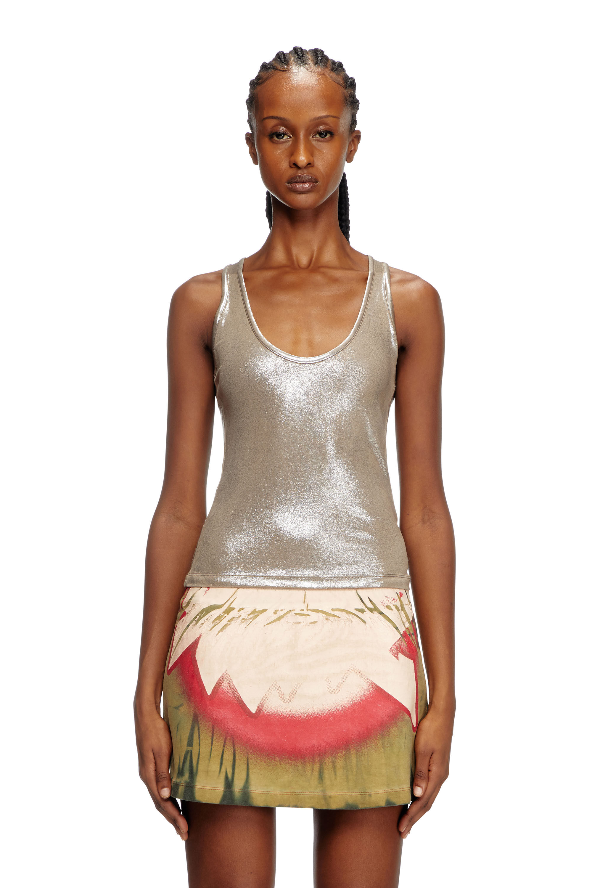 Diesel - T-AMA, Camiseta metálica con tirantes Mujer in Beige - 3