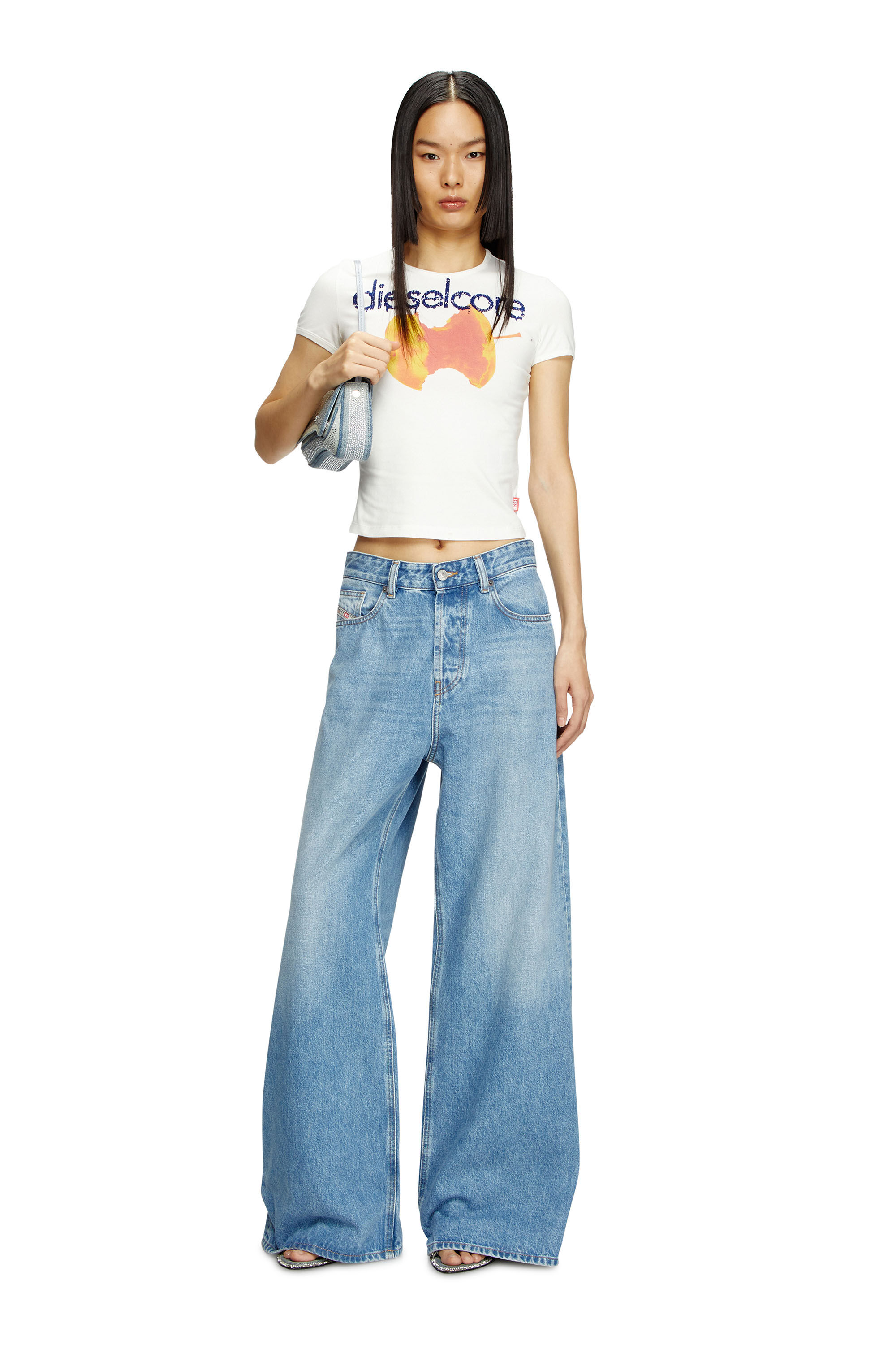 Diesel - T-UNCUTIES-SHORT-Q2, Camiseta con logotipo Diesel Core Mujer in Blanco - 1
