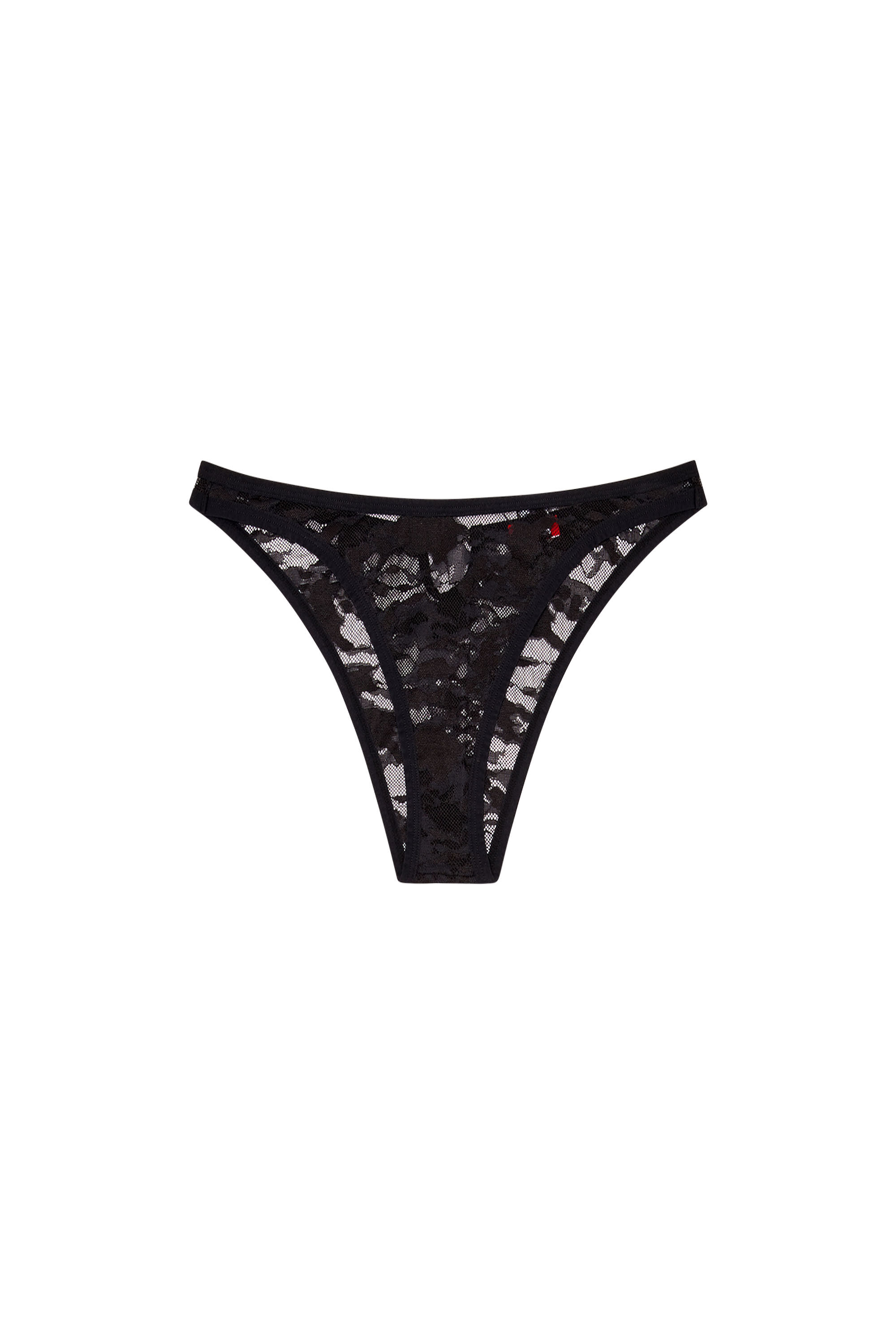 Diesel - UFPN-D-OVAL-PUNCHY-BRIEF, Braguitas de encaje y camuflaje con placa Oval D Mujer in Negro - 2