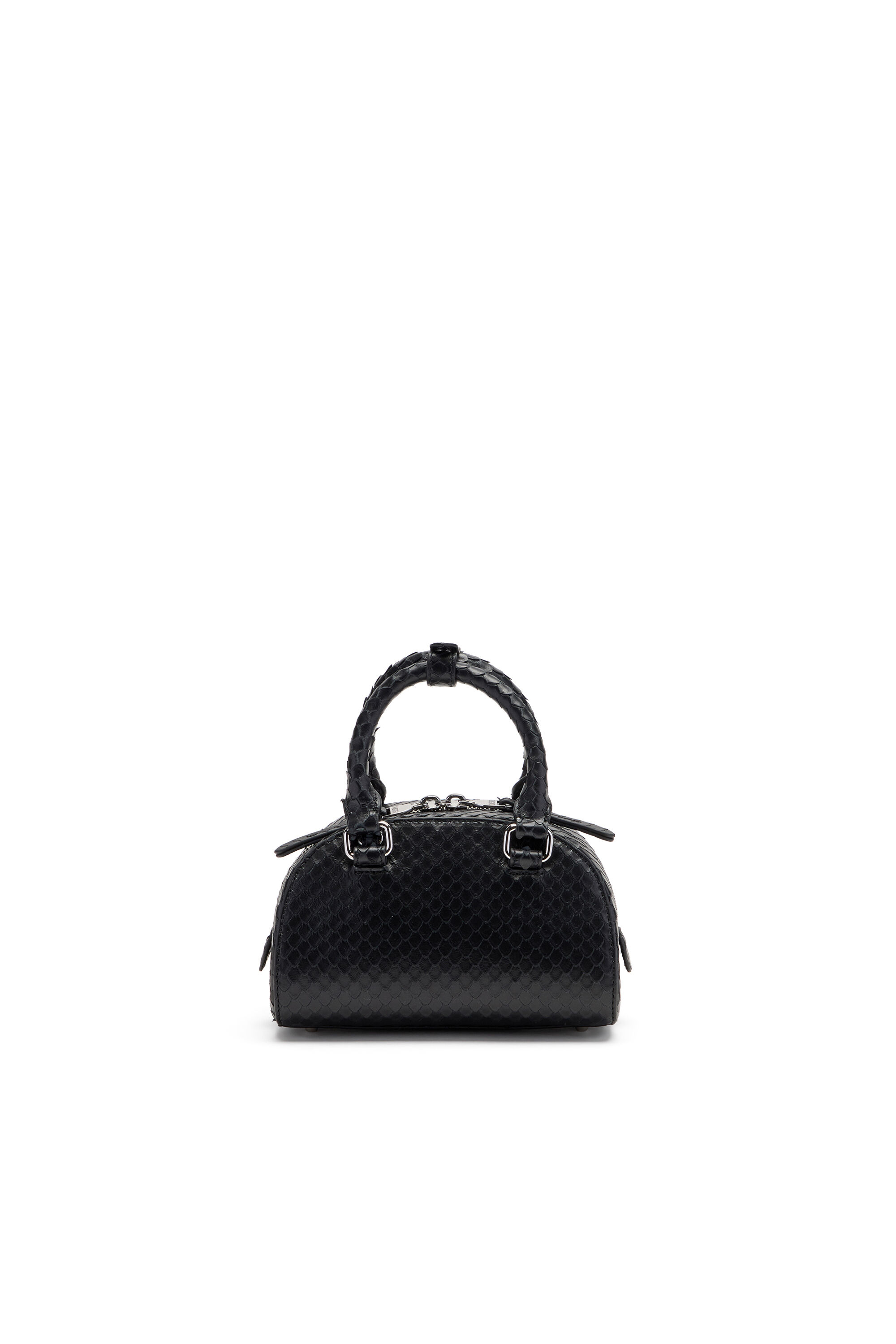Diesel - 1DR DOME CROSSBODY, 1DR Dome-Bolso bowling mini en piel efecto serpiente Mujer in Negro - 2