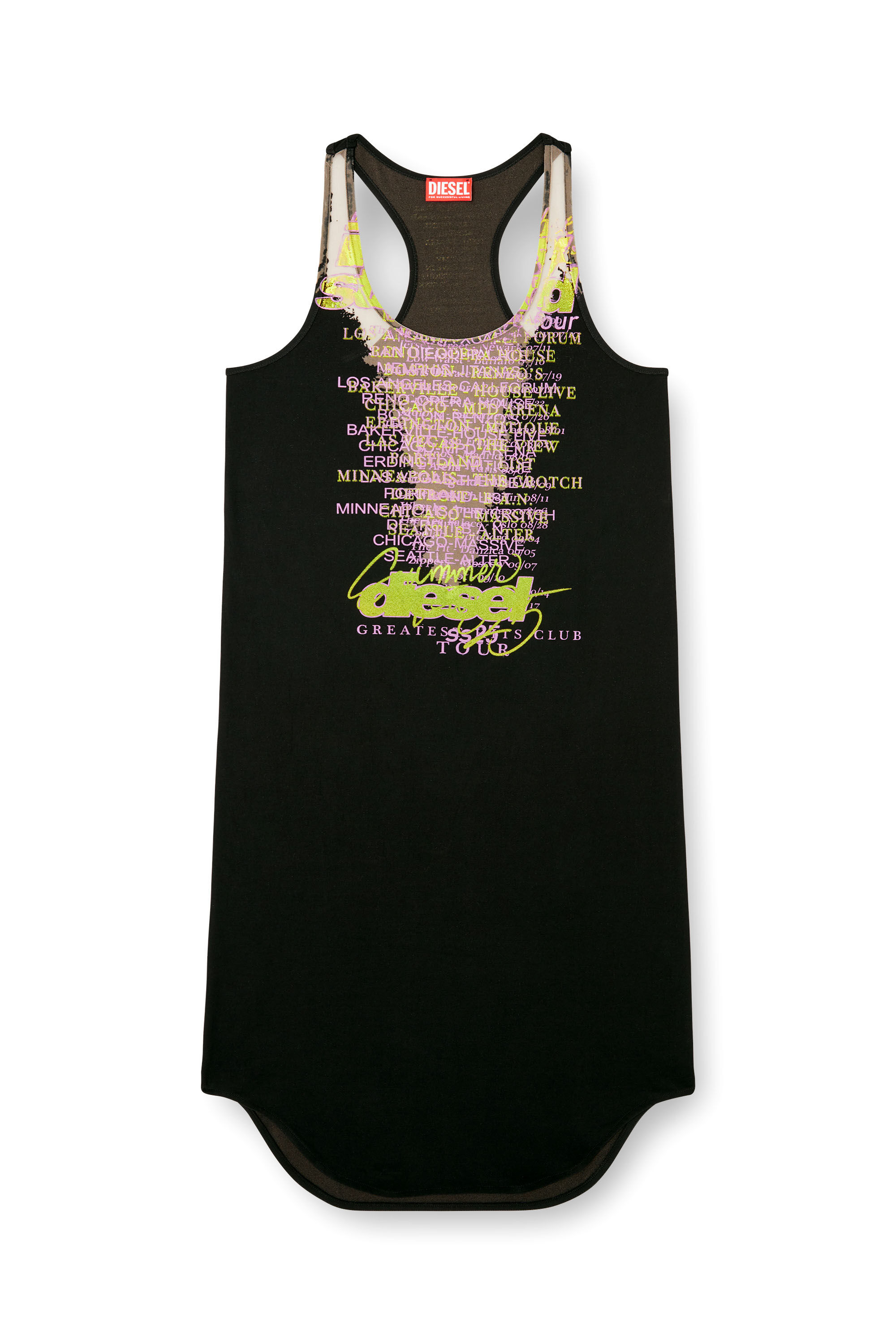 Diesel - D-SHANY-LONG, Vestido sin mangas con estampado de letras de canciones Mujer in Negro - 2