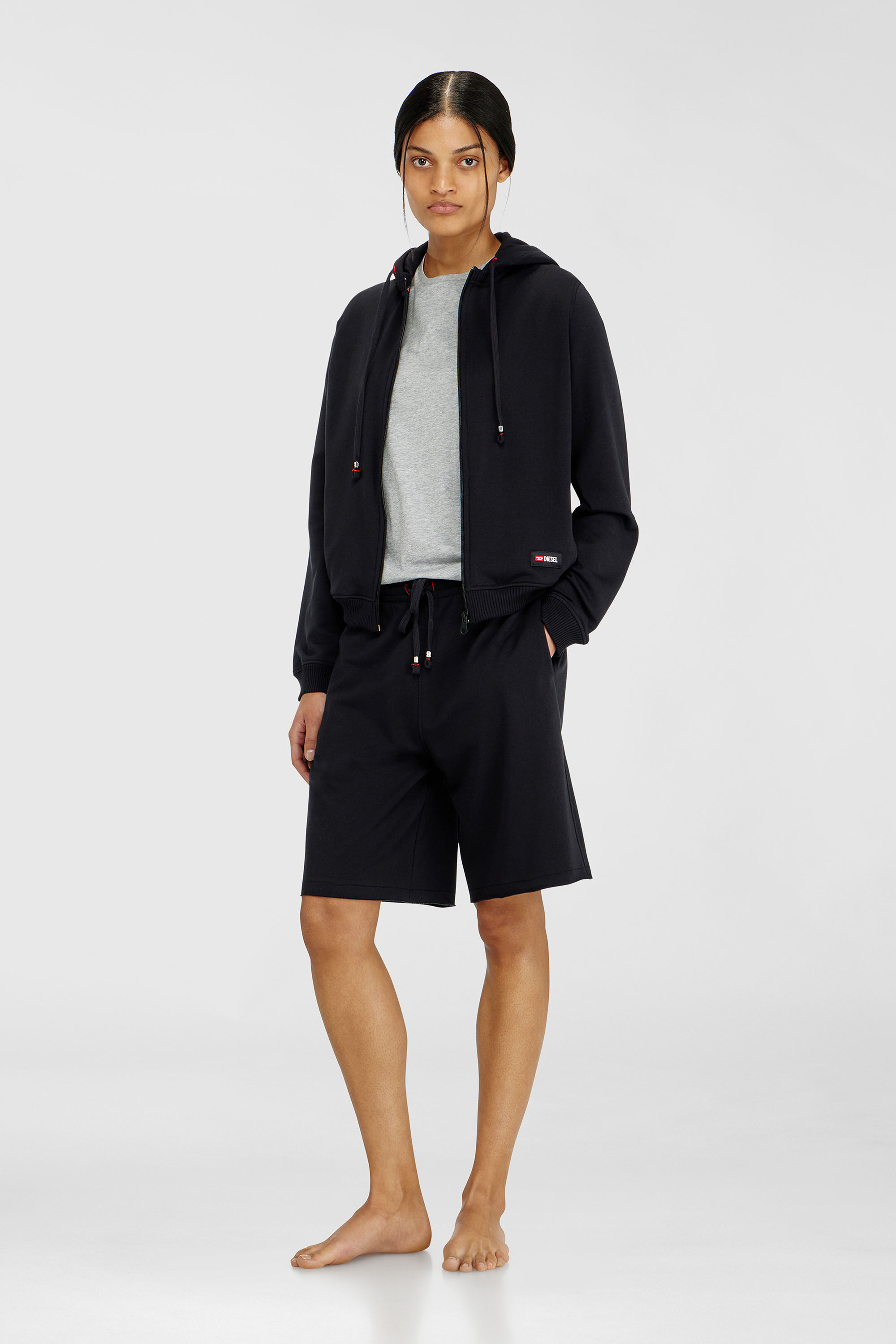 Diesel - HARRIET-D-CORE, Sudadera con capucha en mezcla de algod&oacute;n afelpado Mujer in Negro - 1